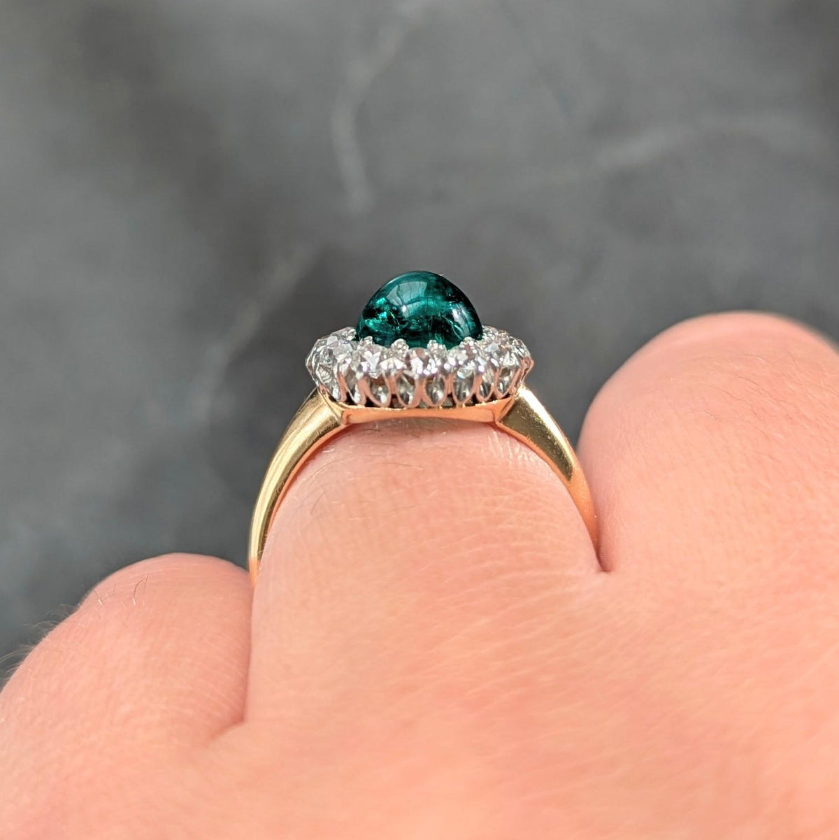 J.E. Caldwell Edwardian Colombian Emerald Diamond Platinum 18K Gold Antique Ring