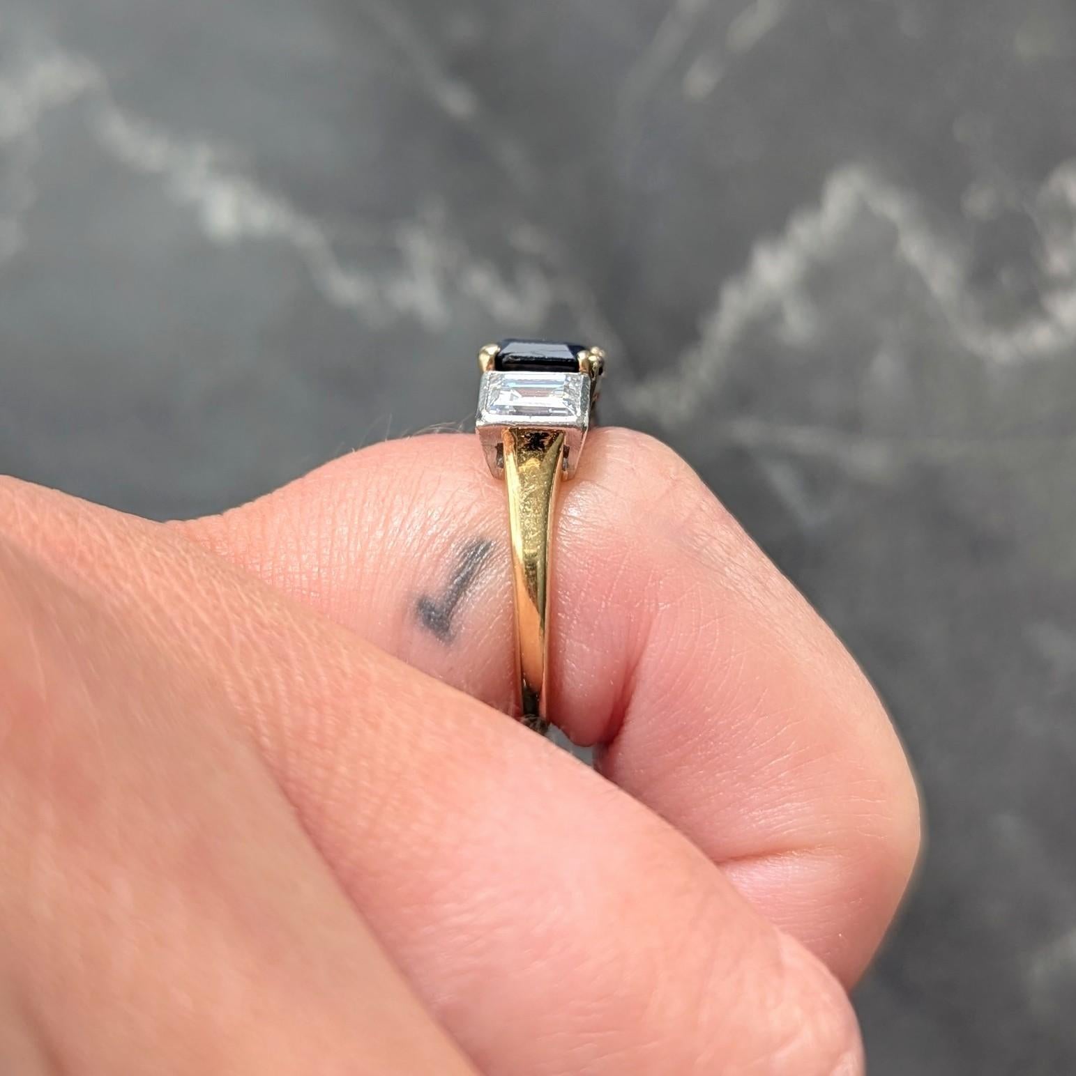 Mid-Century 2.93 CTW No Heat Sapphire Diamond Platinum 14K Gold Vintage Ring GIA
