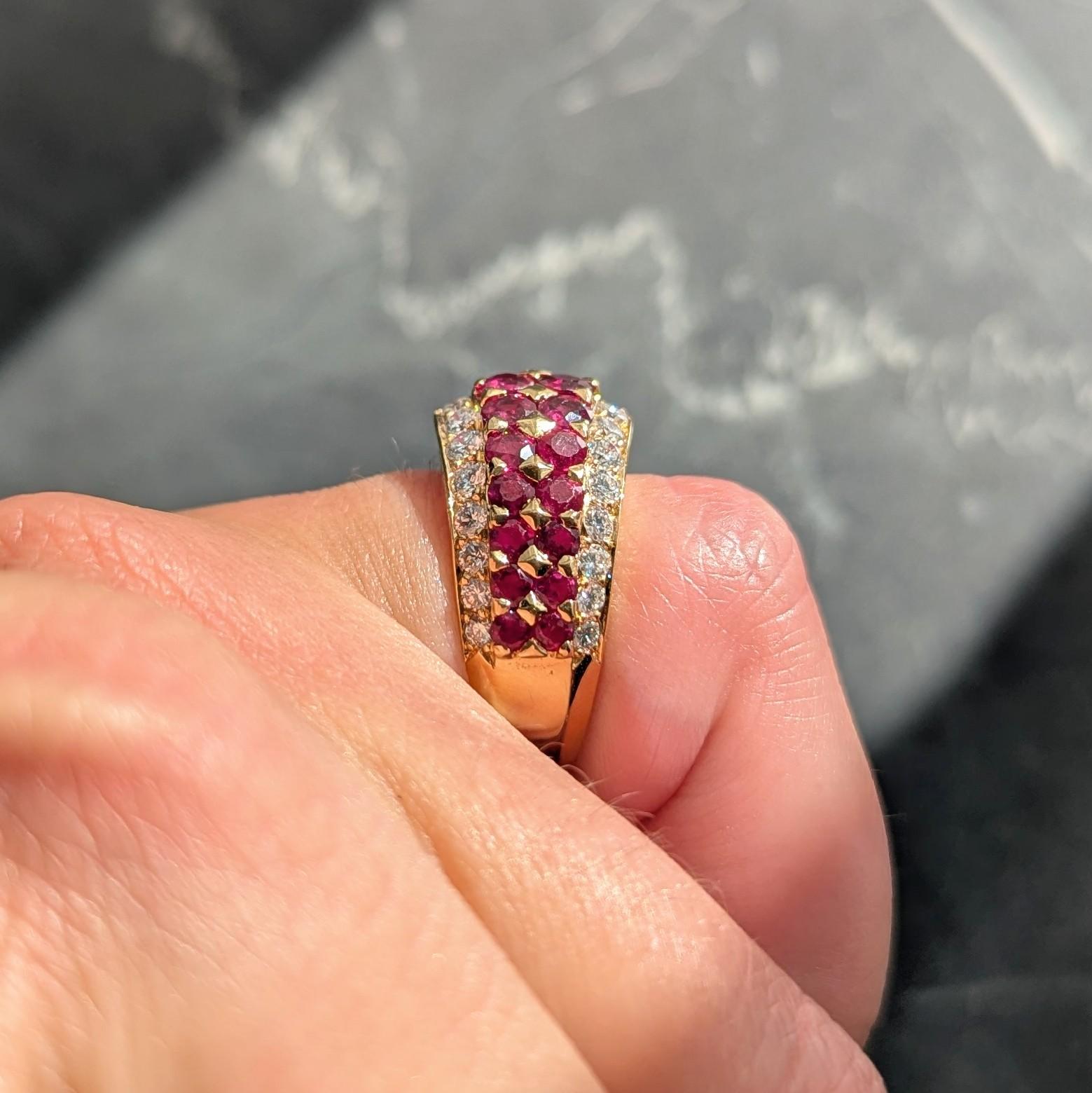 Van Cleef & Arpels French 1980's Ruby Diamond 18K Gold Vintage Buckle Ring