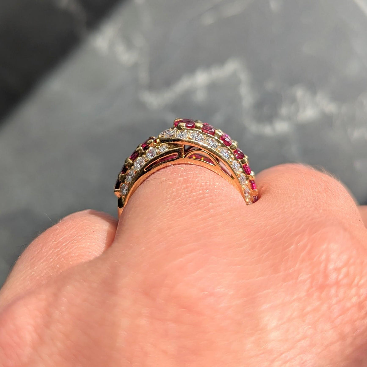 Van Cleef & Arpels French 1980's Ruby Diamond 18K Gold Vintage Buckle Ring