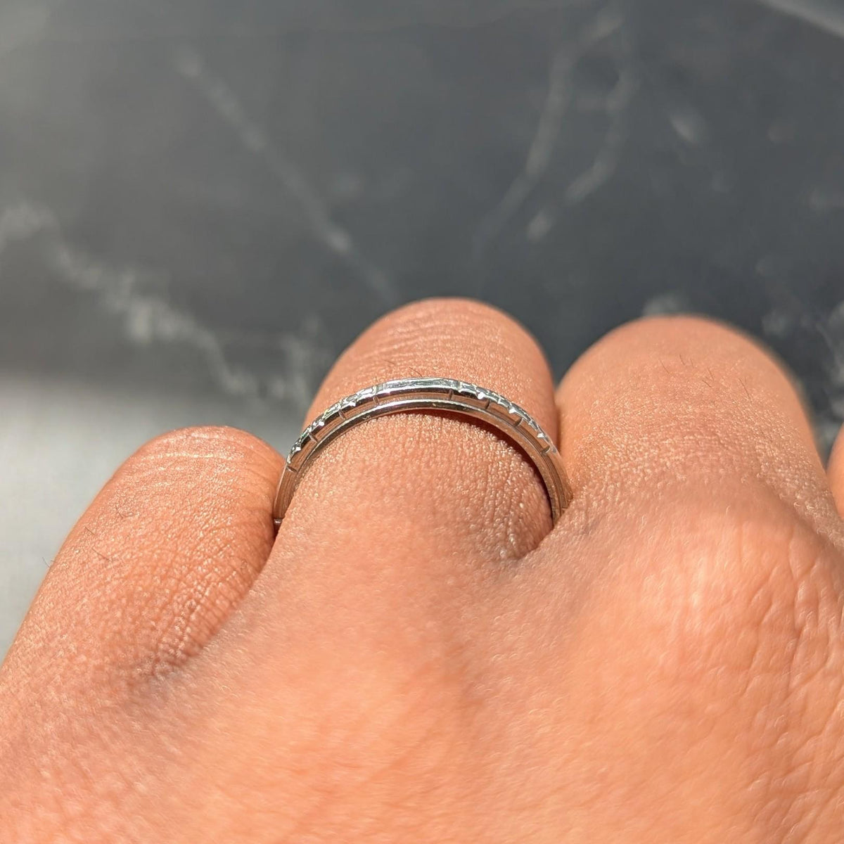 Art Deco 18 Karat White Gold Floral Orange Blossom Wedding Band Ring