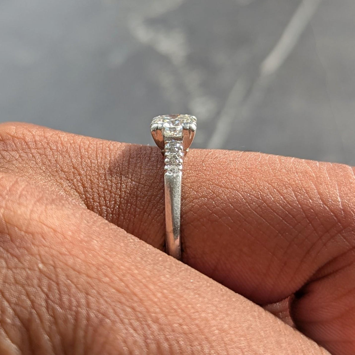 Mid-Century 0.80 CTW Diamond Platinum Vintage Fishtail Engagement Ring