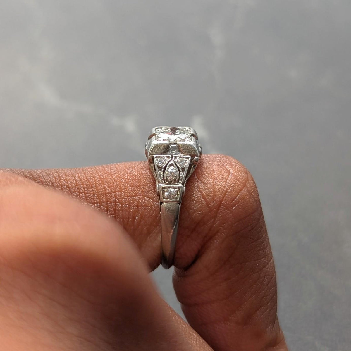 Bailey Banks & Biddle Art Deco 0.50 CTW Diamond Platinum Vintage Engagement Ring