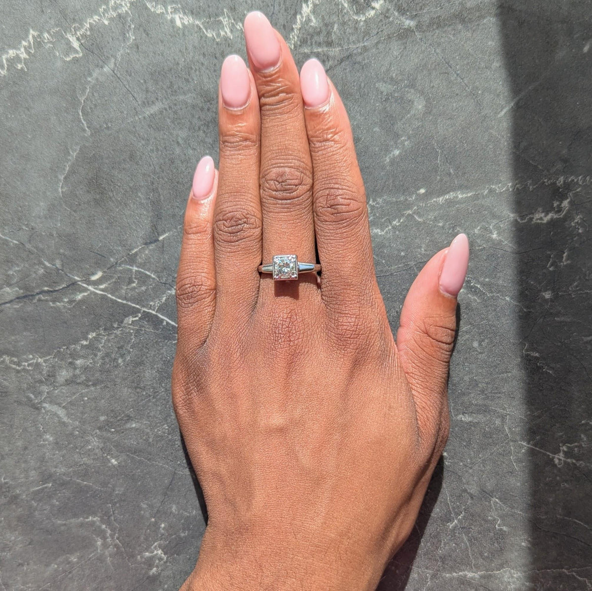 Mid-Century European Diamond 14K White Gold Vintage Solitaire Engagement Ring
