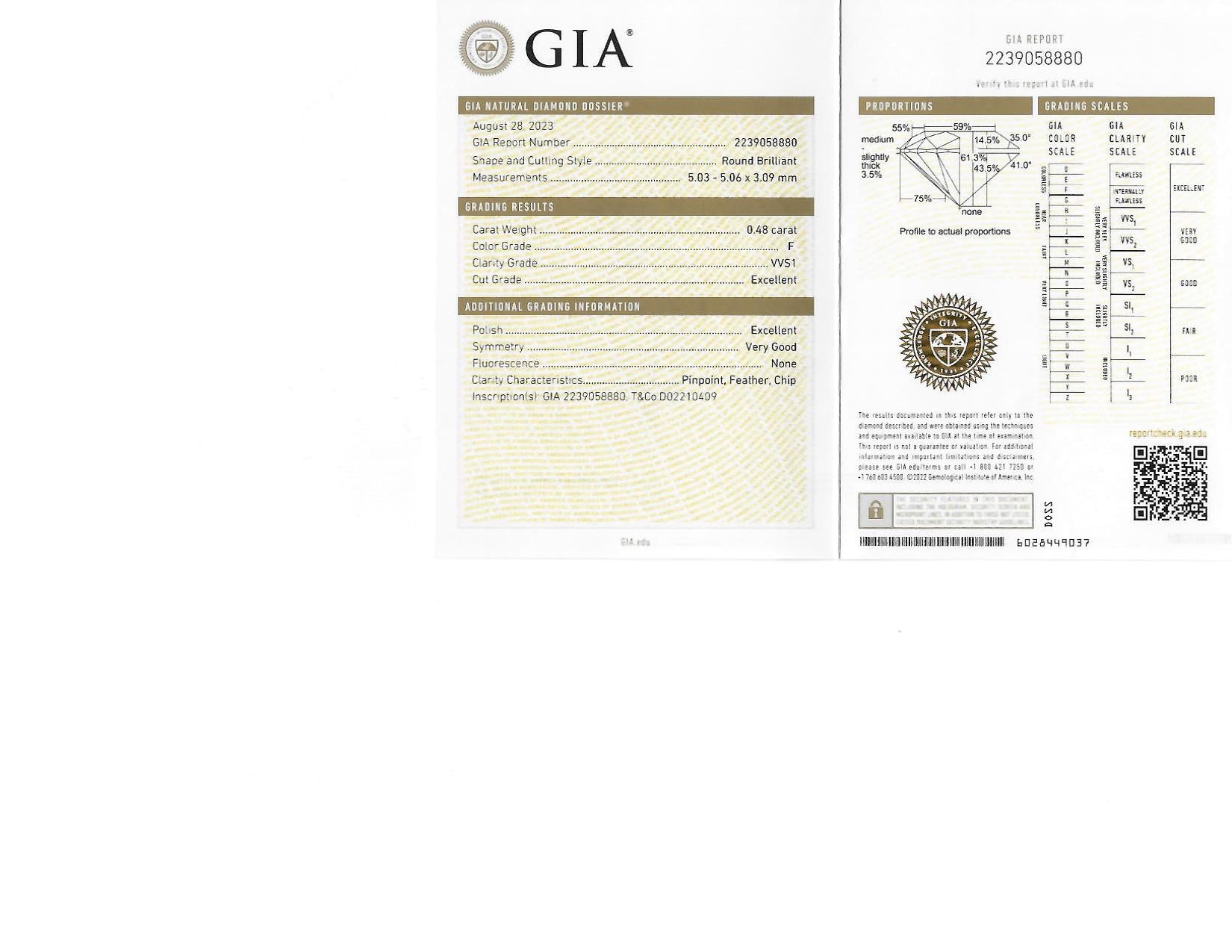 Tiffany & Co. Round Brilliant Diamond Platinum Harmony Solitaire Engagement Ring