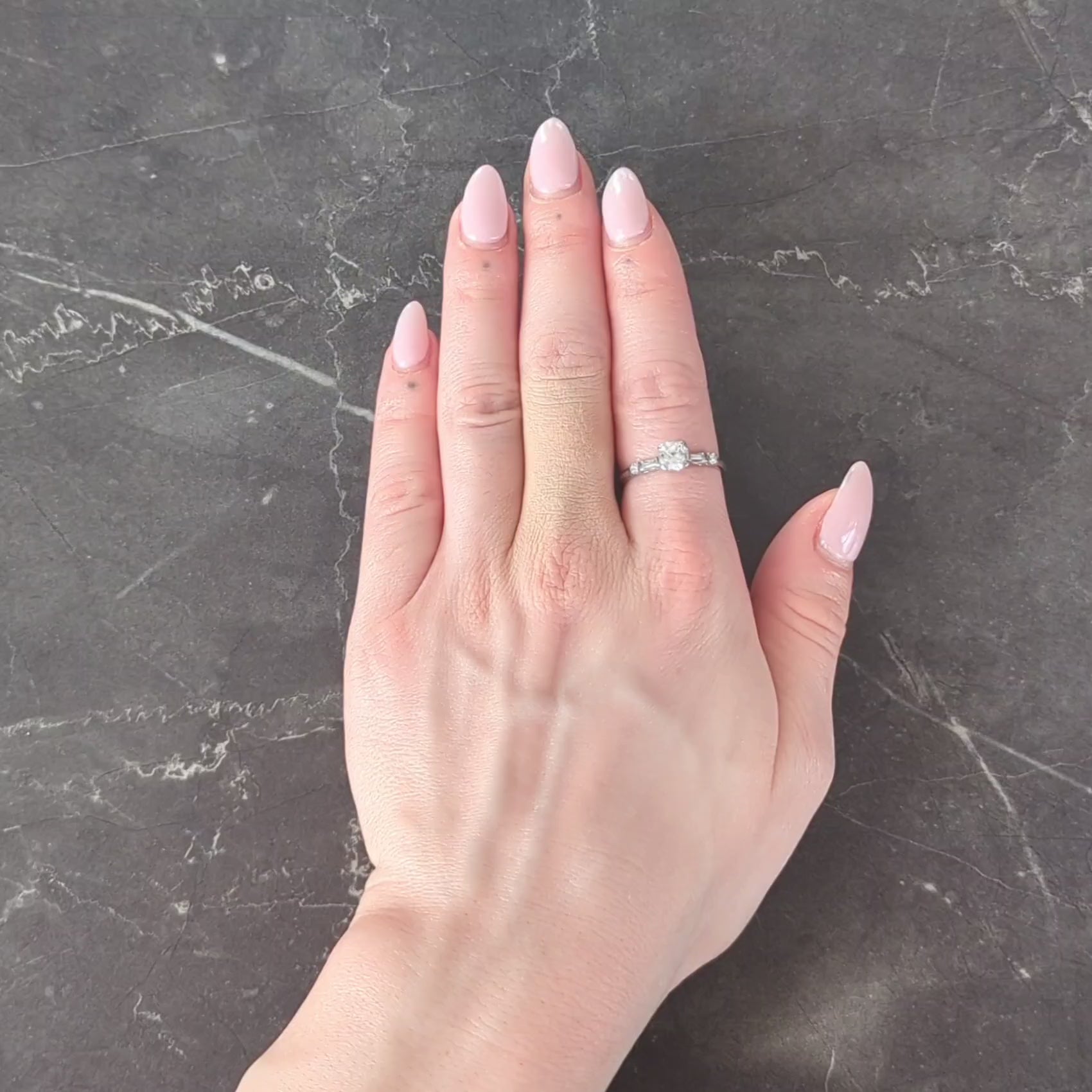 Mid-Century 0.85 CTW Transitional Cut Diamond Platinum Vintage Engagement Ring