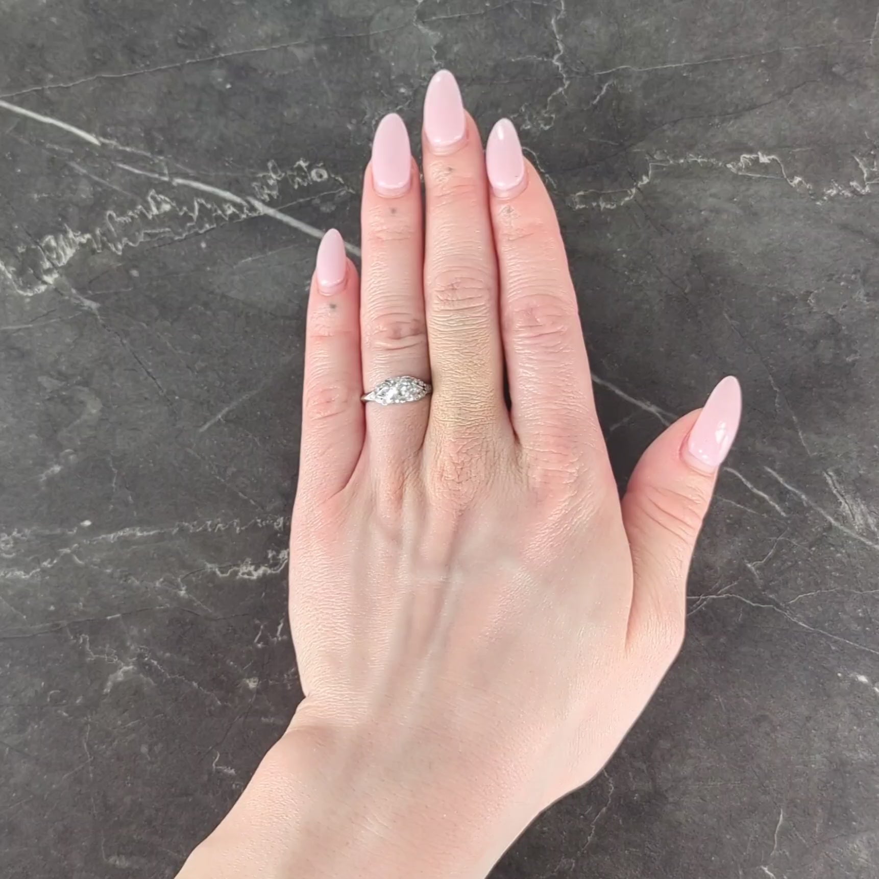 Art Deco 0.87 CTW Old European Diamond Platinum Square Vintage Engagement Ring