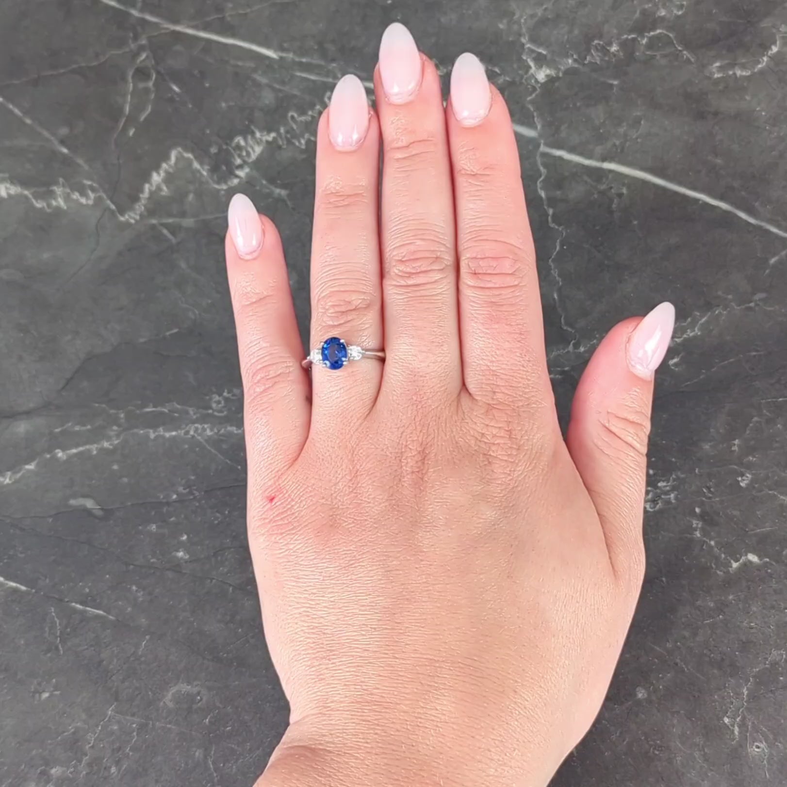 Contemporary 1.89 CTW Sapphire Diamond Platinum Three Stone Ring