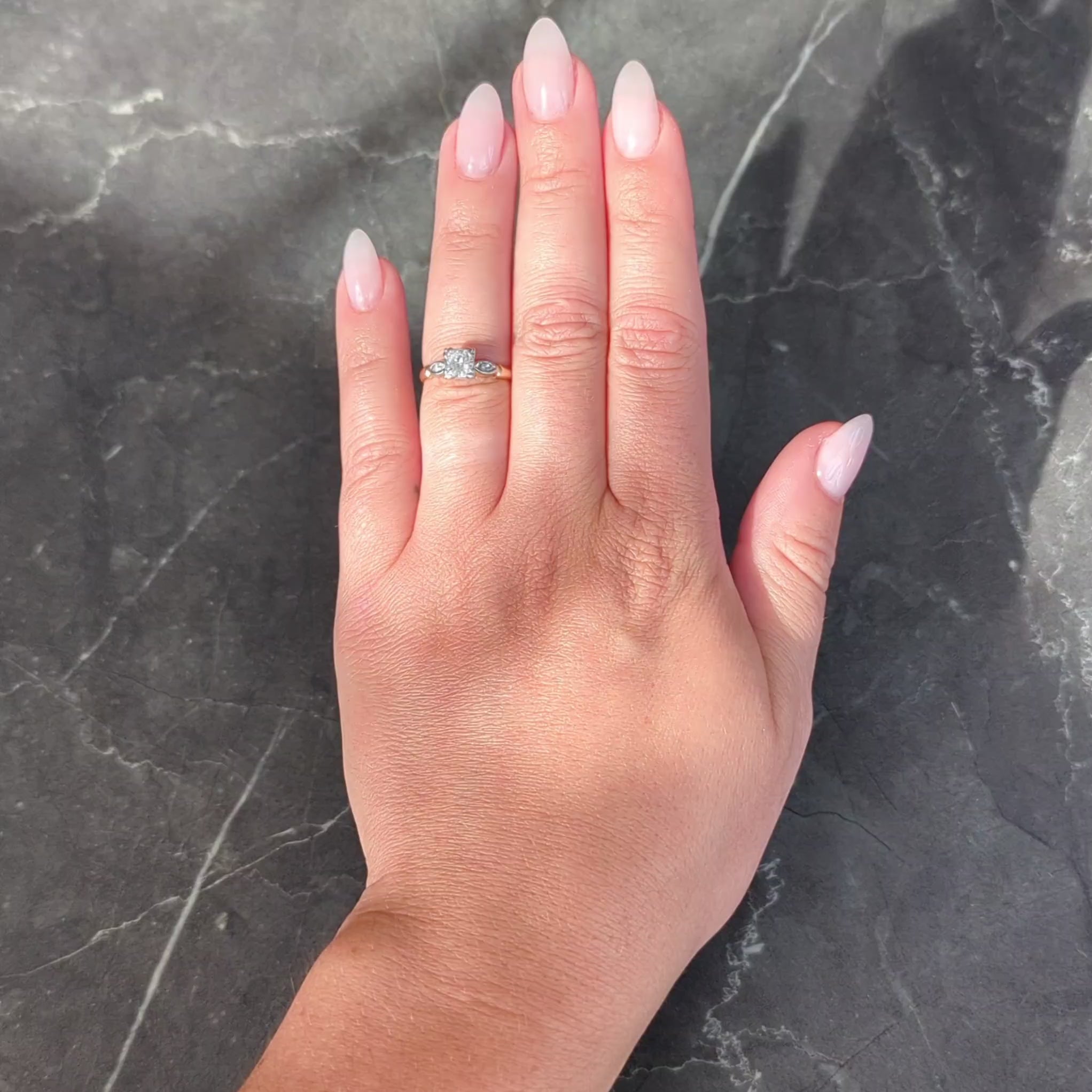 Retro Transitional Cut Diamond 14 Karat Yellow Gold Vintage Engagement Ring