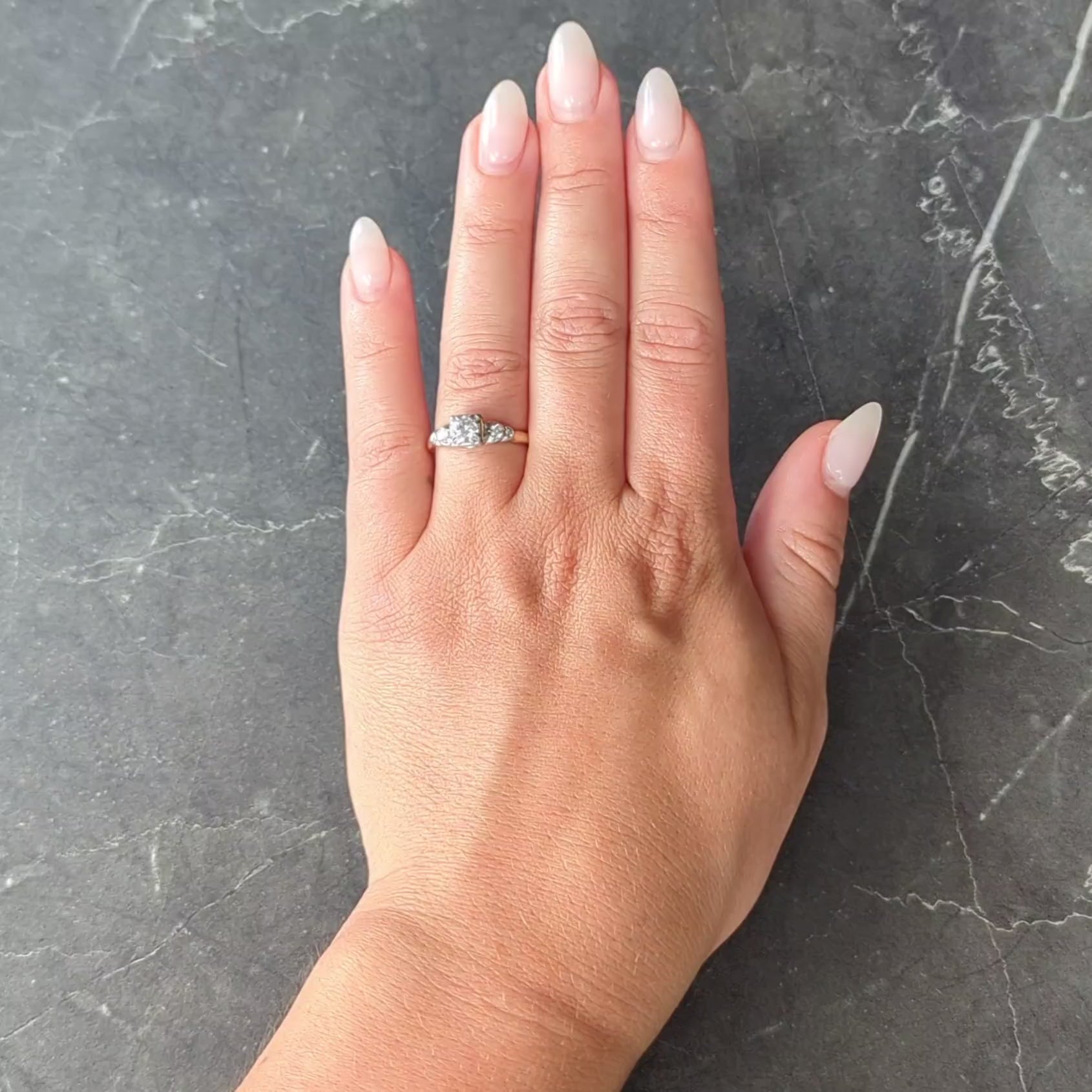 Jabel Retro Diamond 14K Yellow Gold Vintage Stepped Engagement Ring