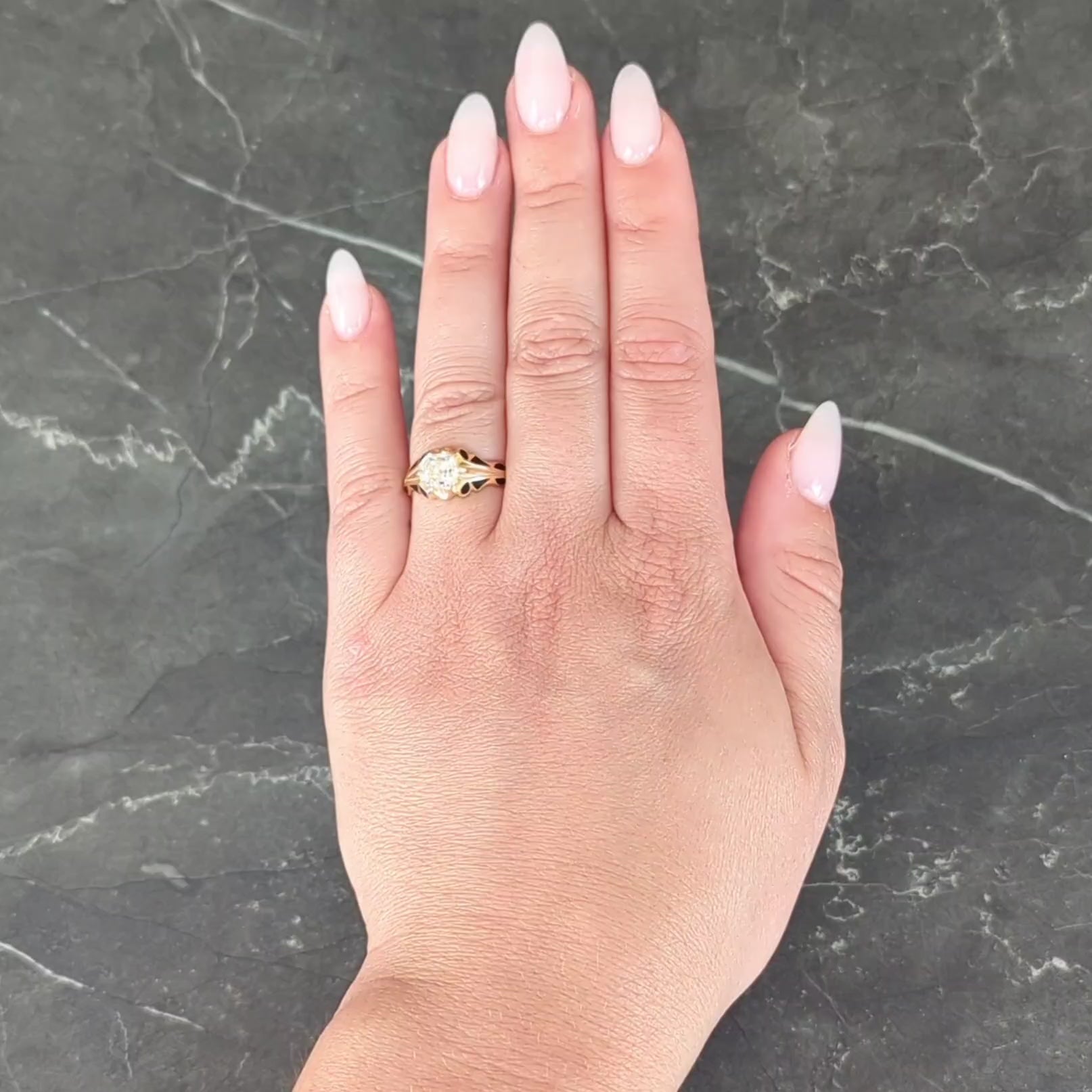 Art Deco 1.03 CTW Old Mine Diamond 14K Gold Antique Belcher Engagement Ring