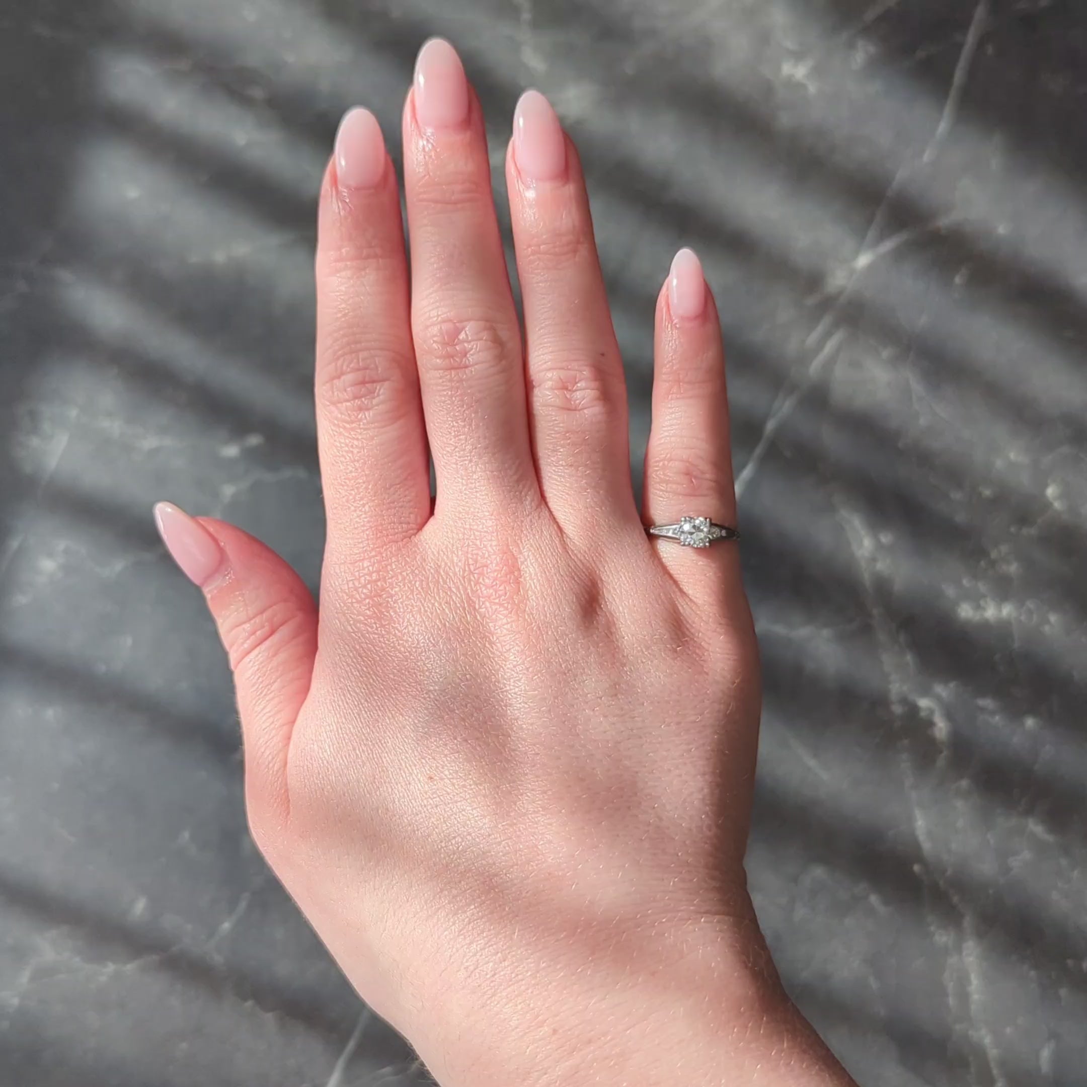 Baskin Bros. Retro Old European Cut Diamond Platinum Vintage Engagement Ring