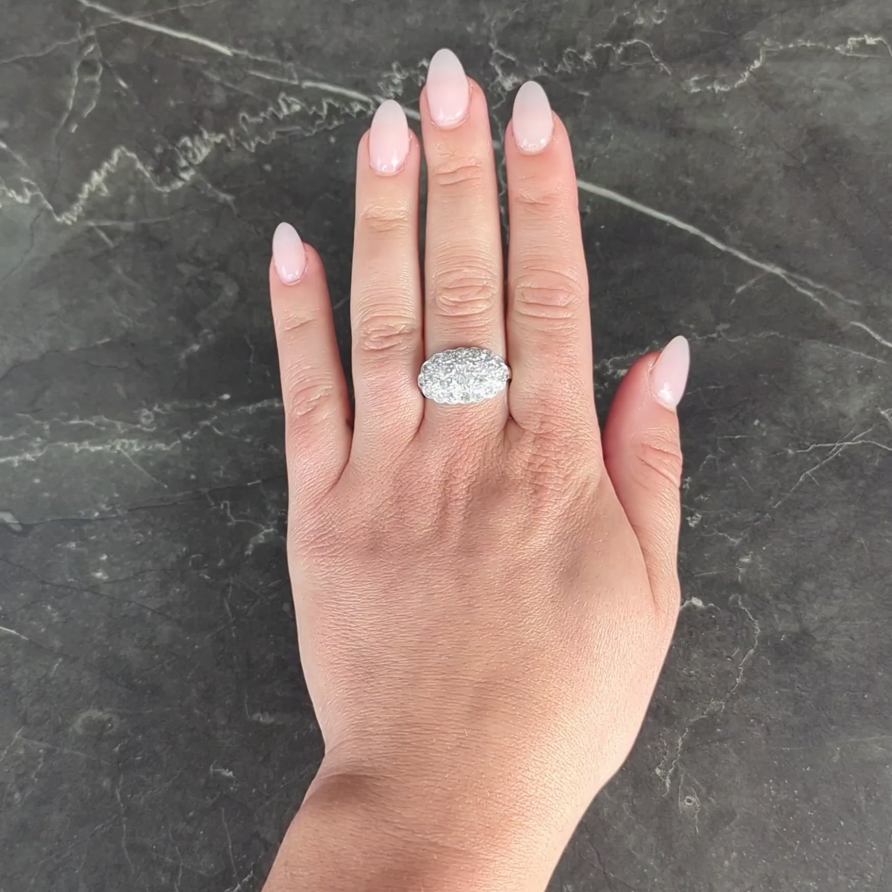 Mid-Century 2.12 CTW Diamond 14 Karat White Gold Vintage Cluster Ring