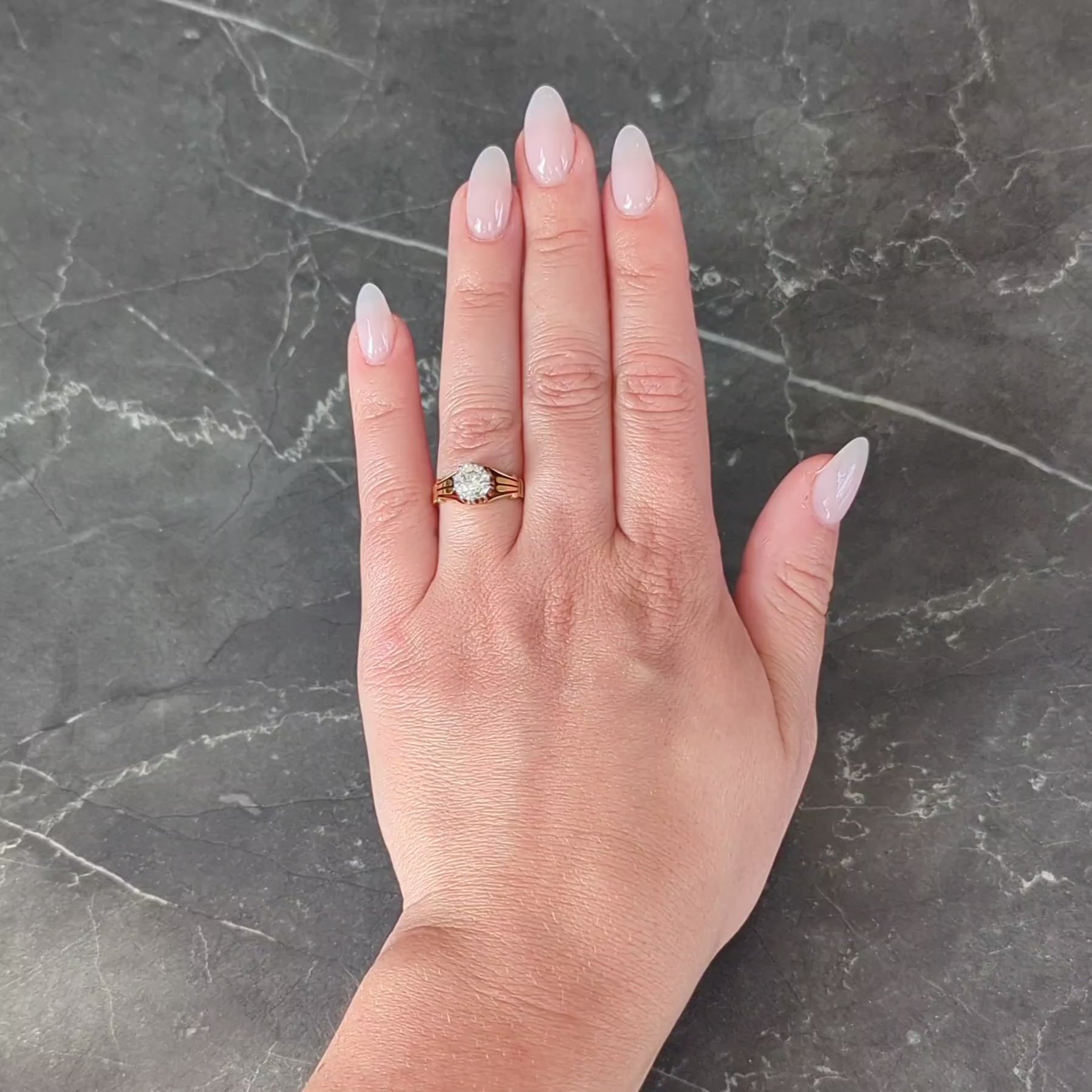 Early Art Deco Old European Diamond Platinum 18K Gold Antique Engagement Ring