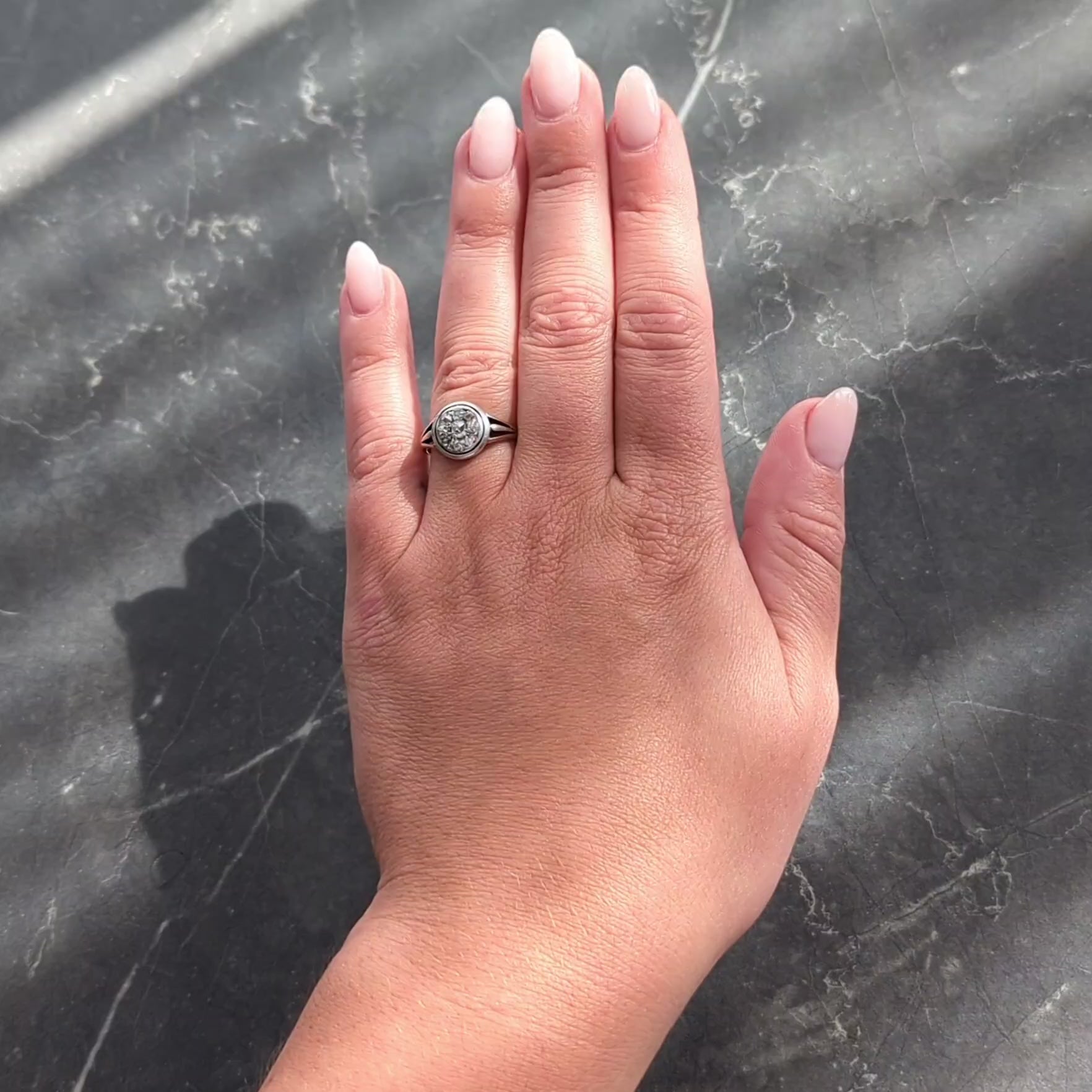 Victorian Old Mine Cut Diamond 14 Karat Yellow Gold Silver Antique Cluster Ring