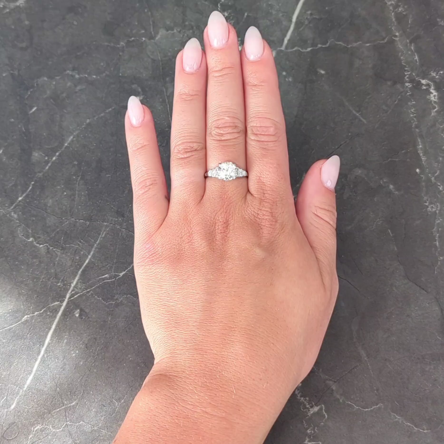 Art Deco 2.49 CTW Old Mine Cut Diamond Platinum Vintage Stepped Engagement Ring