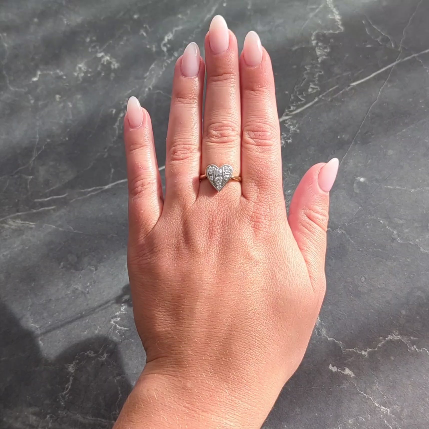 Mid-Century 0.57 CTW Diamond 14 Karat Two-Tone Gold Vintage Heart Ring