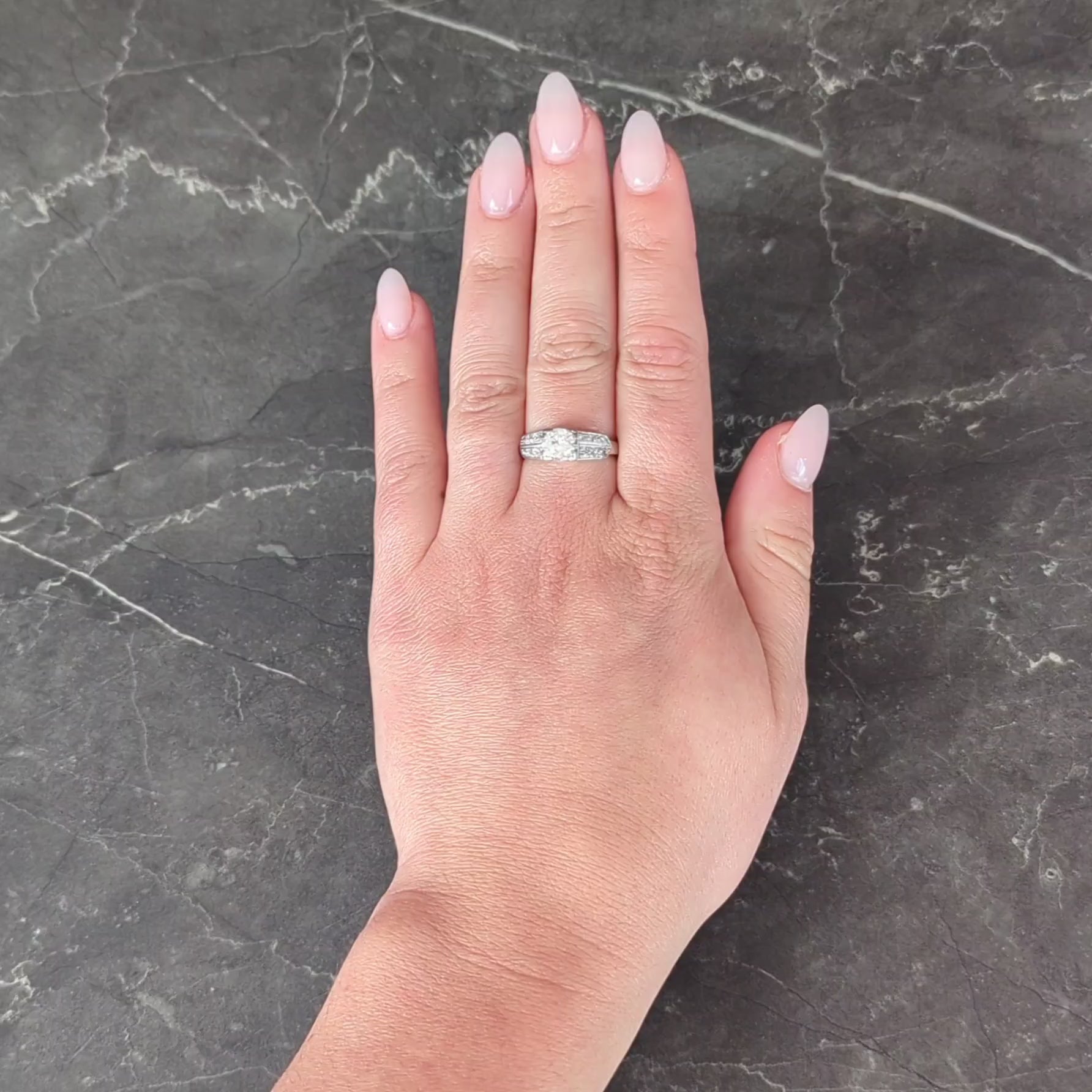 Late Art Deco 1.10 CTW Old European Diamond Platinum Vintage Engagement Ring