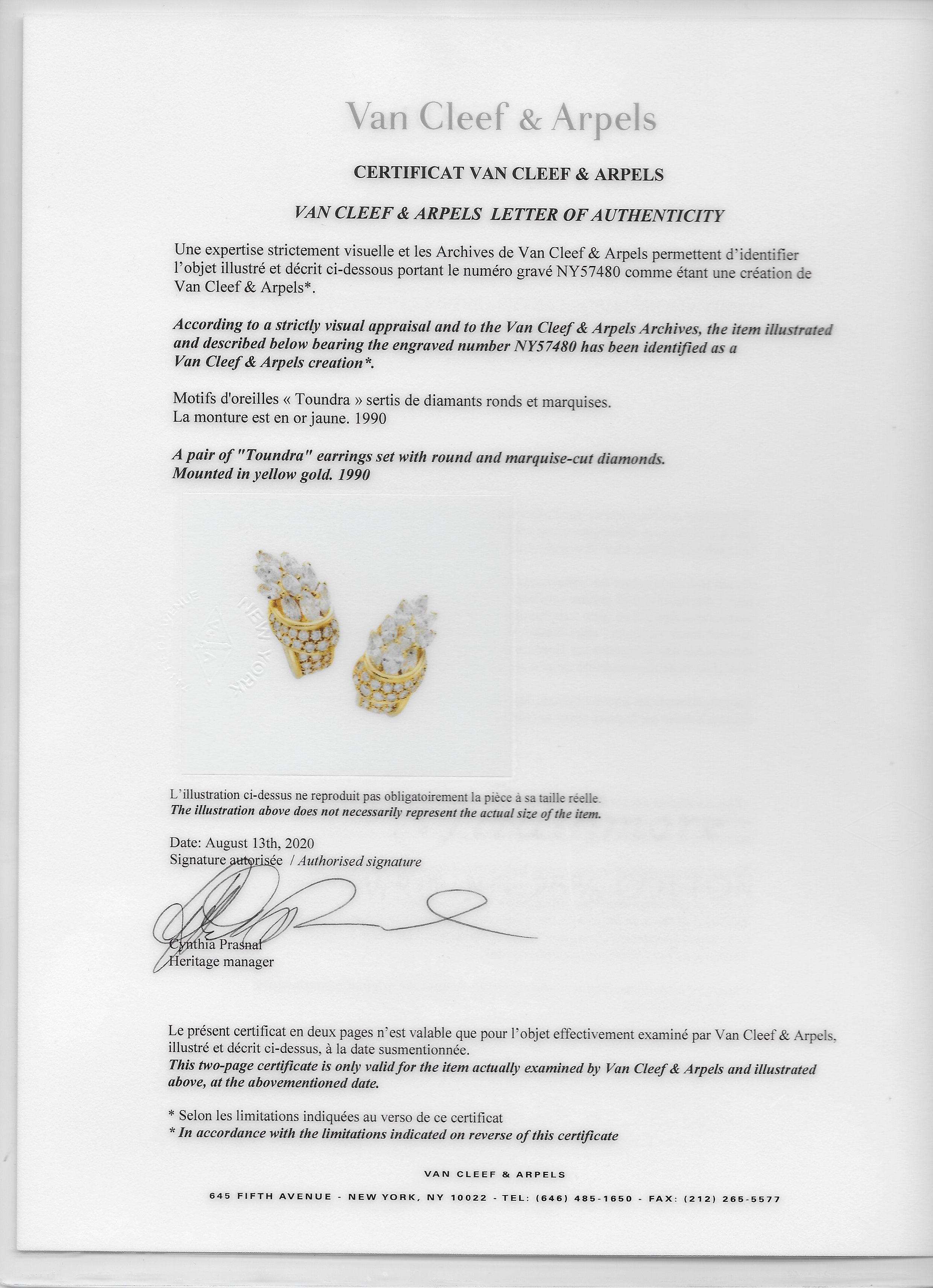Van Cleef & Arpels French 5.26 CTW Marquise Cut Diamond 18 Karat Yellow Gold Toundra Bouquet Vintage J-Hoop Earrings Wilson's Estate Jewelry