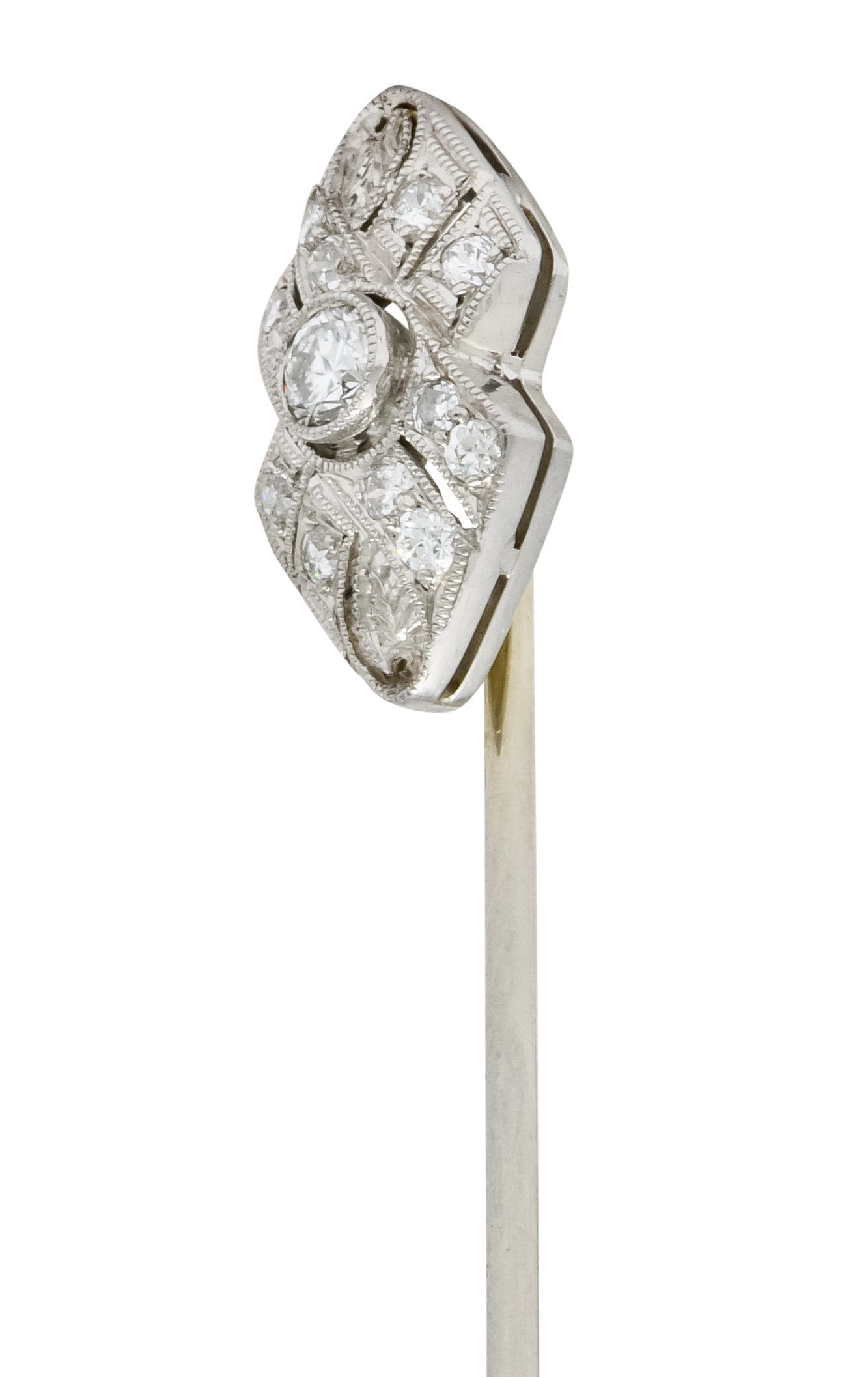 Art Deco 0.30 CTW Diamond Platinum Ribbon Stickpin Circa 1930 - Wilson's Estate Jewelry