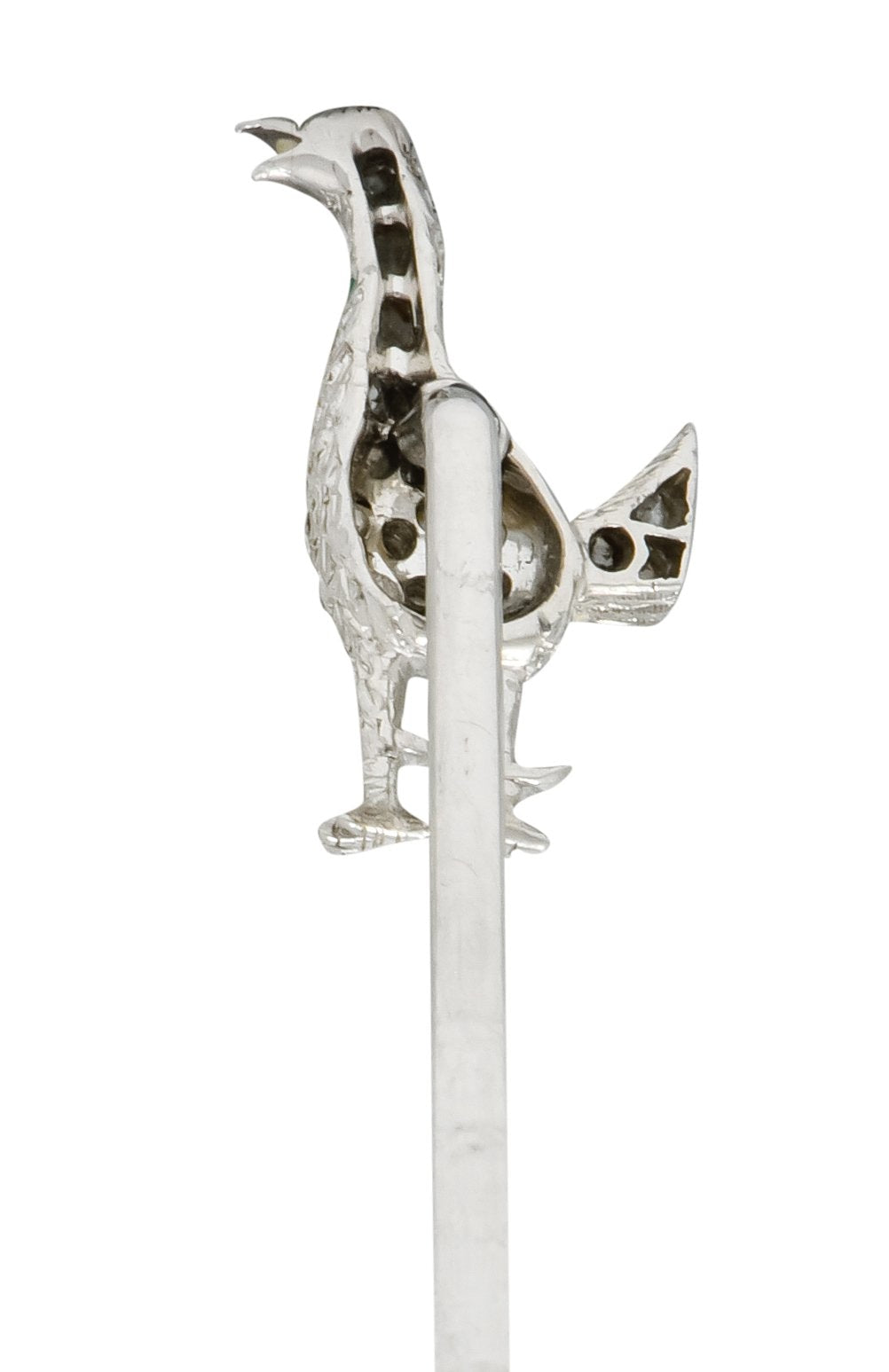 Edwardian Rose Cut Diamond Platinum Dove Stickpin - Wilson's Estate Jewelry
