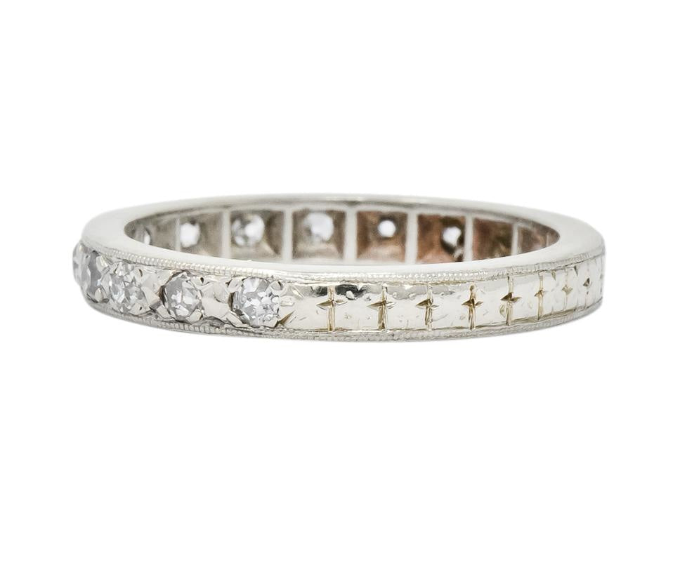 1920's Art Deco 0.38 CTW Diamond 14 Karat White Gold Orange Blossom Band Ring - Wilson's Estate Jewelry