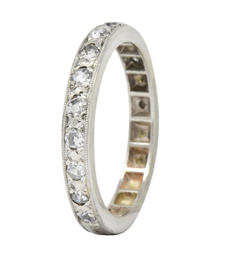 1920's Art Deco 0.38 CTW Diamond 14 Karat White Gold Orange Blossom Band Ring - Wilson's Estate Jewelry