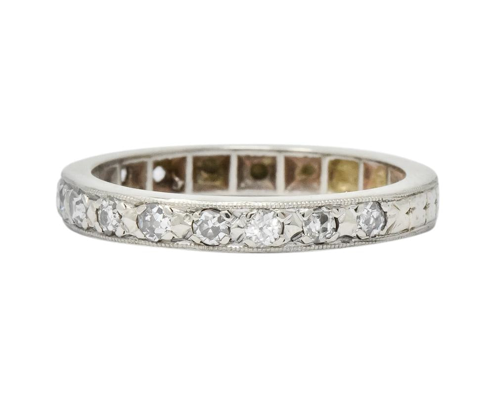 1920's Art Deco 0.38 CTW Diamond 14 Karat White Gold Orange Blossom Band Ring - Wilson's Estate Jewelry