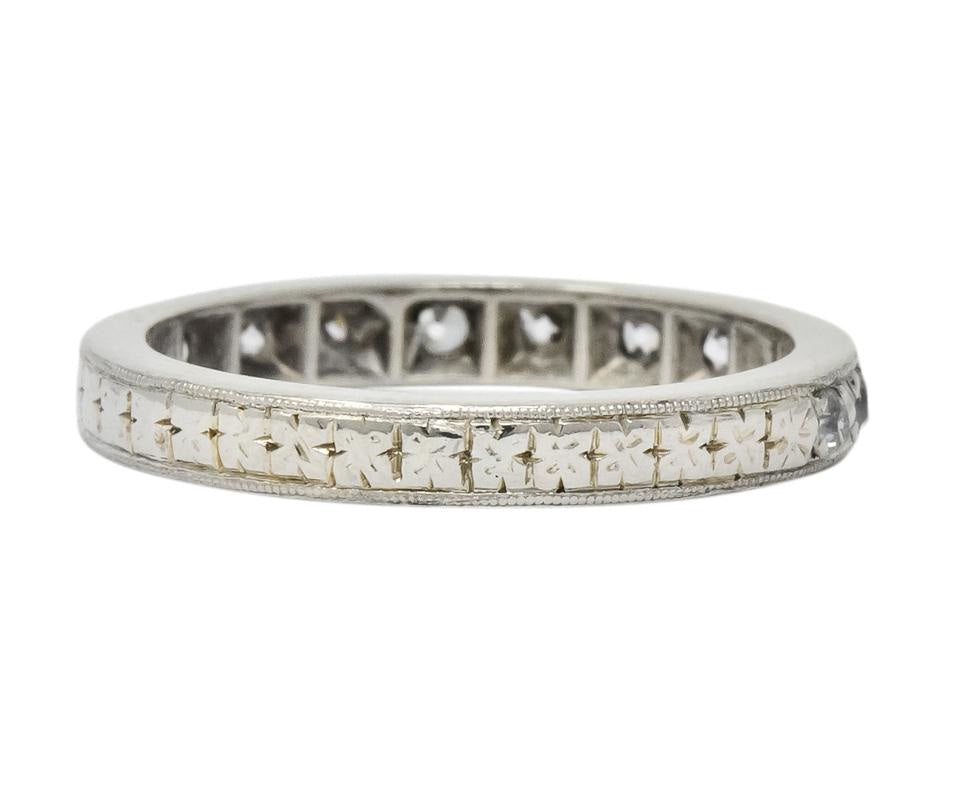 1920's Art Deco 0.38 CTW Diamond 14 Karat White Gold Orange Blossom Band Ring - Wilson's Estate Jewelry