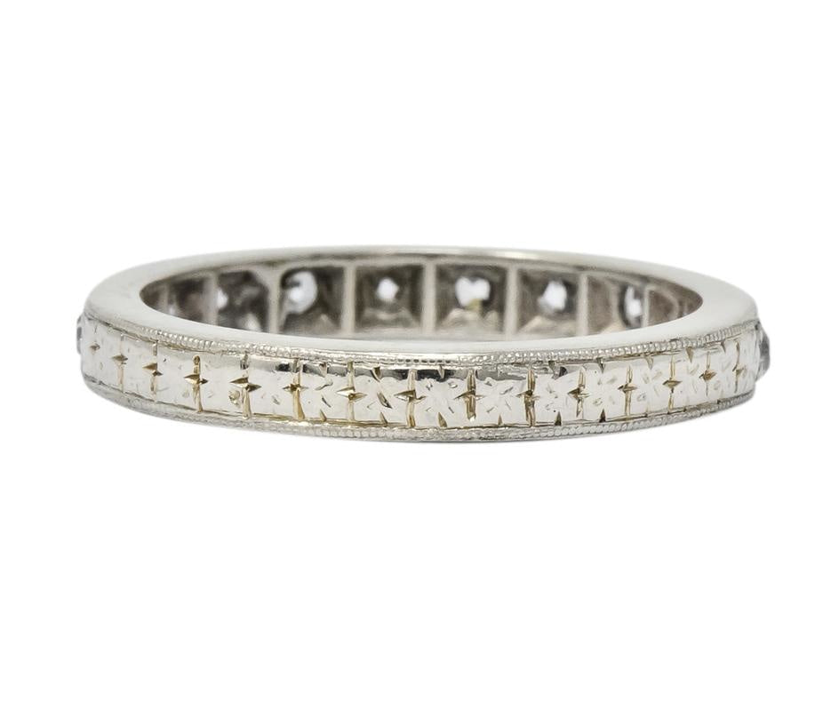 1920's Art Deco 0.38 CTW Diamond 14 Karat White Gold Orange Blossom Band Ring - Wilson's Estate Jewelry