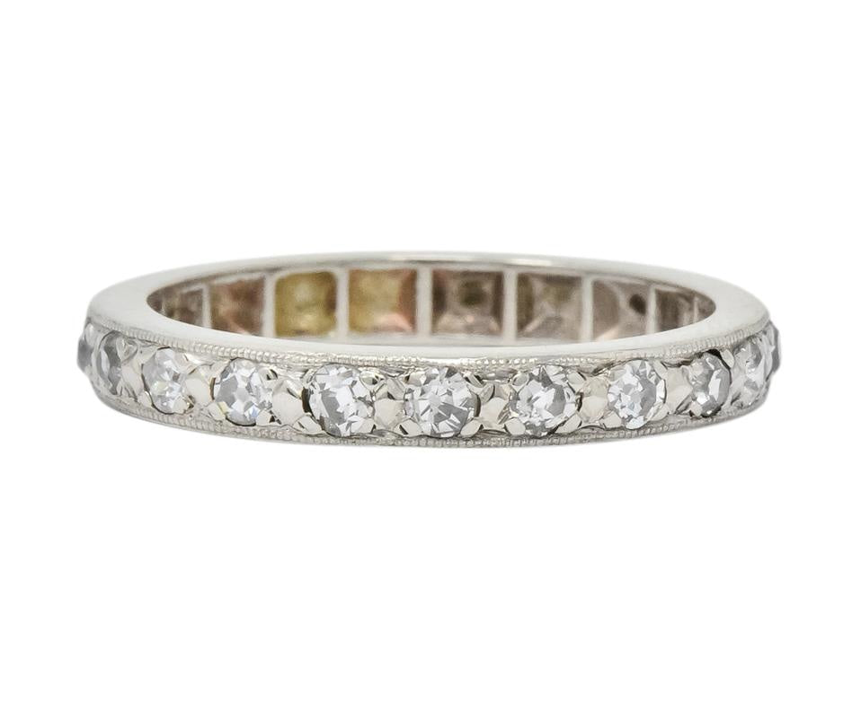 1920's Art Deco 0.38 CTW Diamond 14 Karat White Gold Orange Blossom Band Ring - Wilson's Estate Jewelry