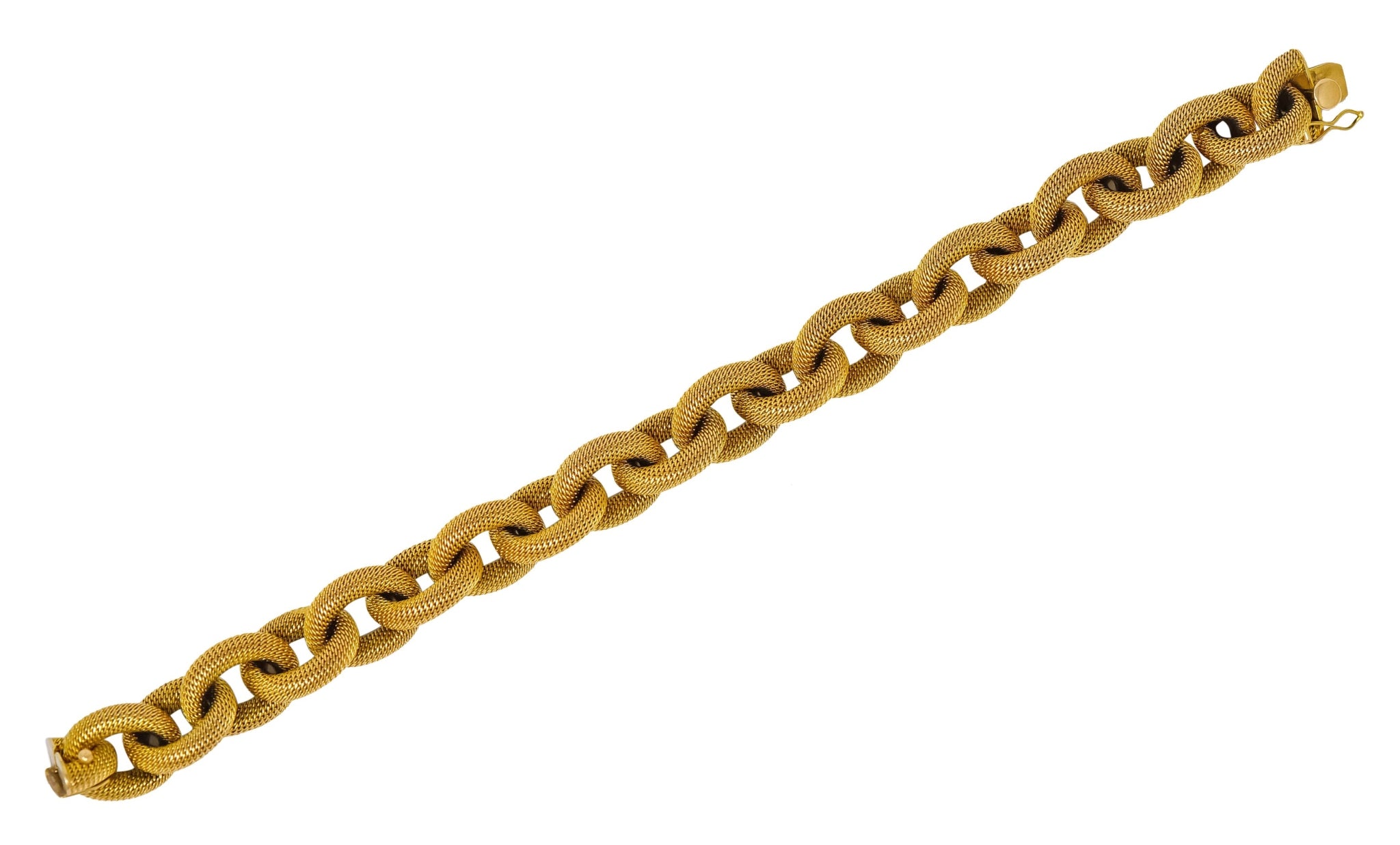 1970's Vintage Italian 18 Karat Gold Large Mesh Link Bracelet - Wilson's Estate Jewelry