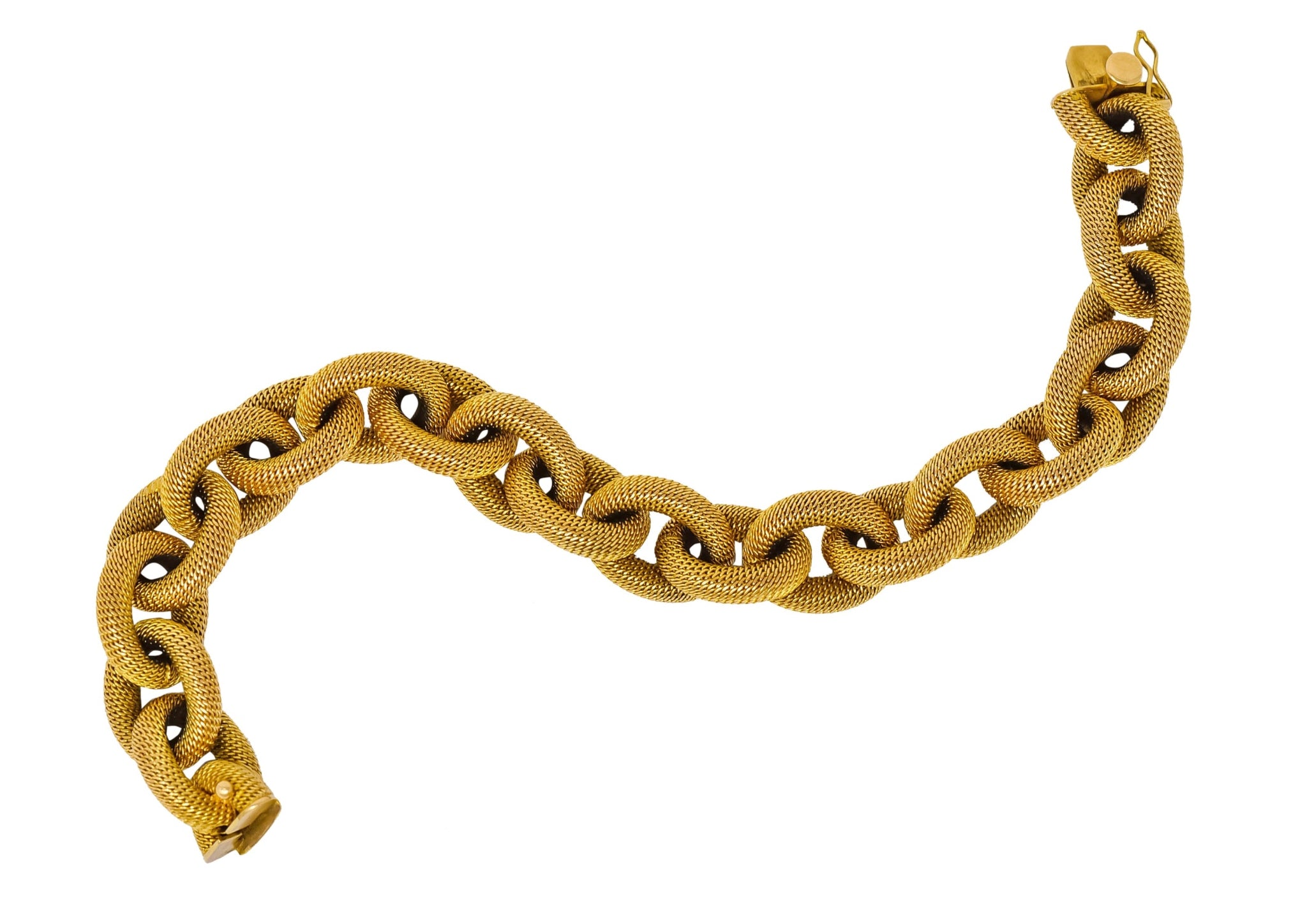 1970's Vintage Italian 18 Karat Gold Large Mesh Link Bracelet - Wilson's Estate Jewelry