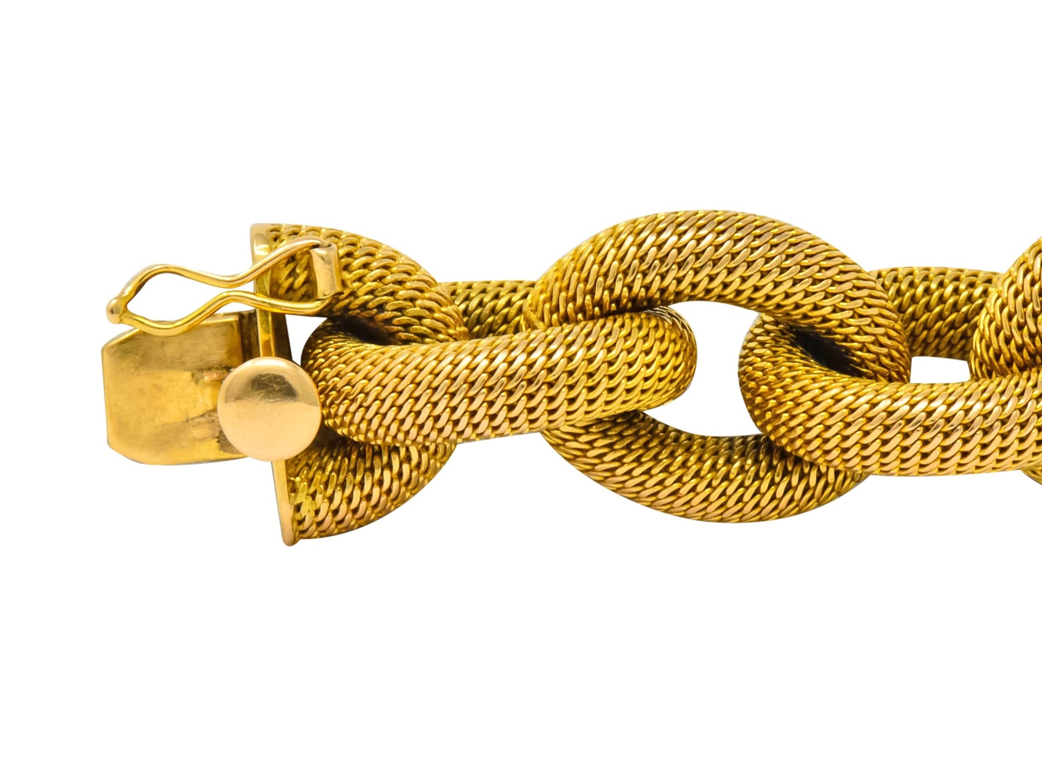 1970's Vintage Italian 18 Karat Gold Large Mesh Link Bracelet - Wilson's Estate Jewelry