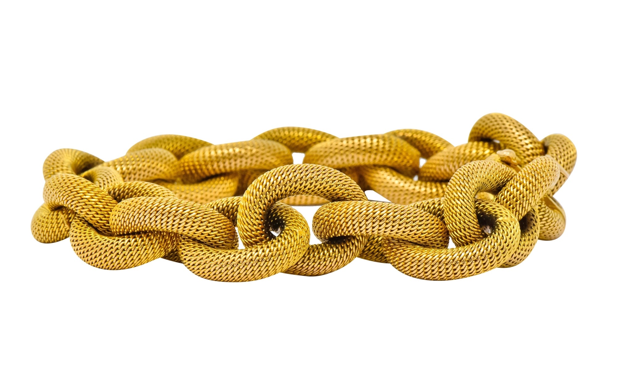 1970's Vintage Italian 18 Karat Gold Large Mesh Link Bracelet - Wilson's Estate Jewelry