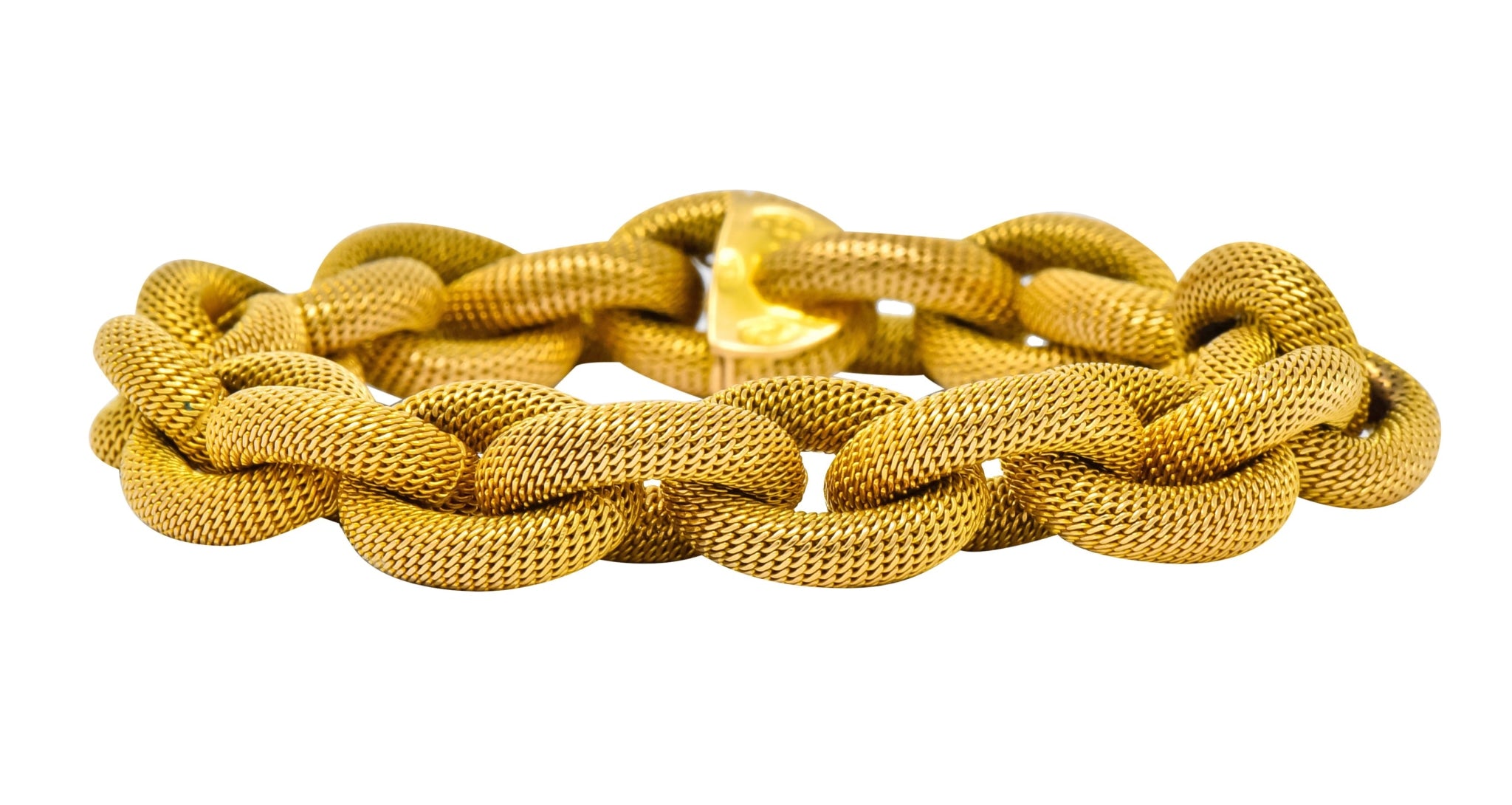 1970's Vintage Italian 18 Karat Gold Large Mesh Link Bracelet - Wilson's Estate Jewelry