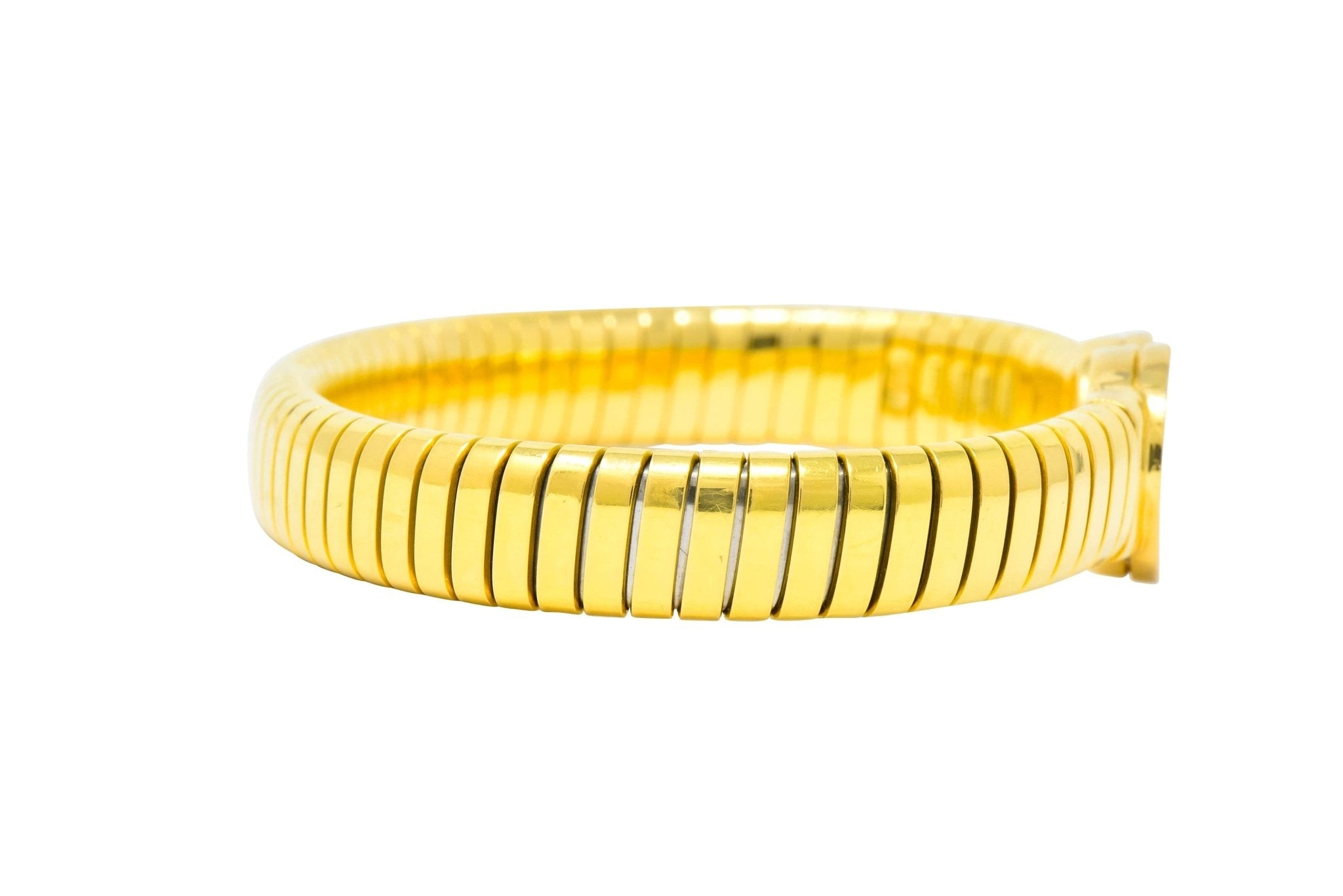 1980 Bulgari Tubogas 18 Karat Gold Black Onyx Bracelet - Wilson's Estate Jewelry