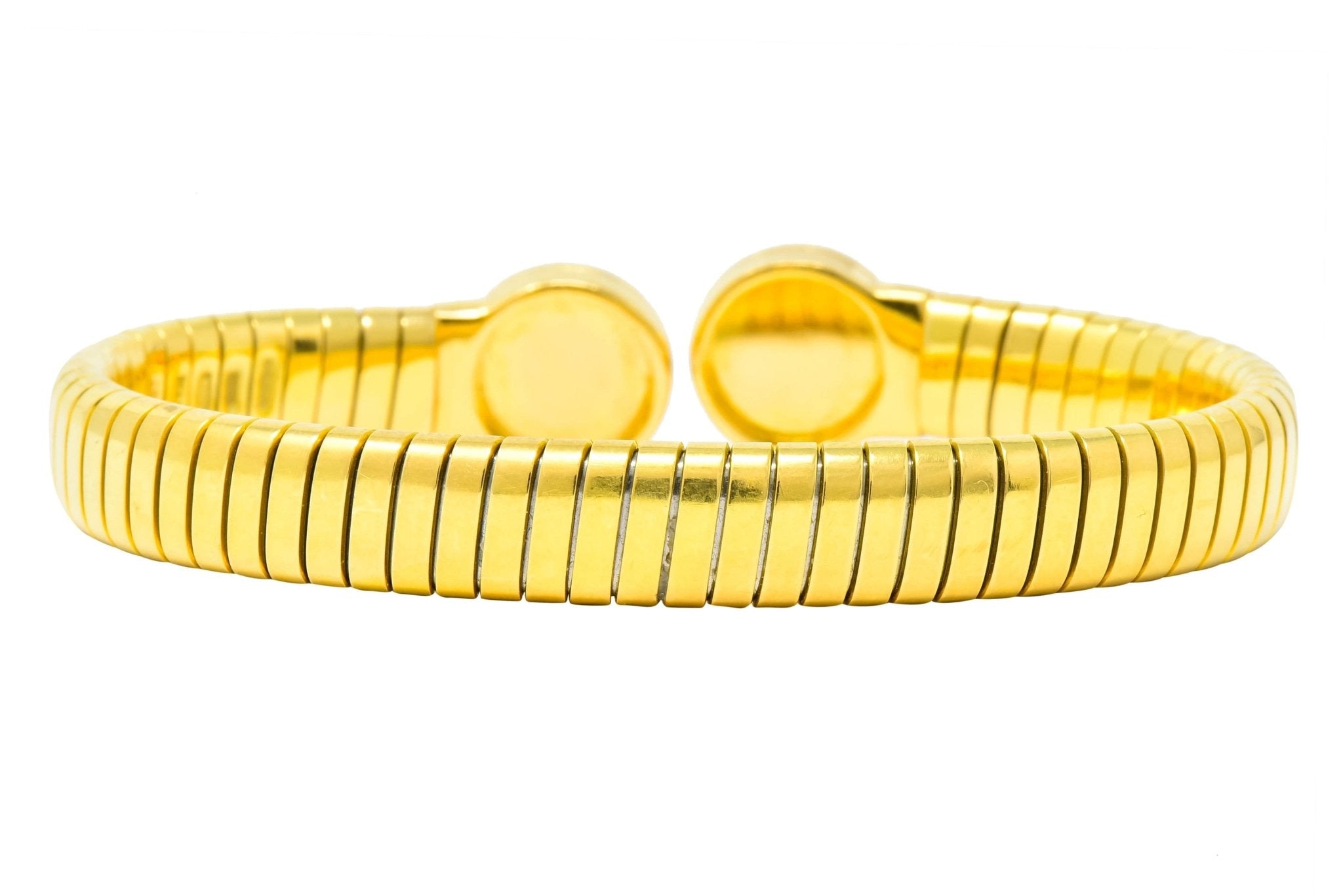 1980 Bulgari Tubogas 18 Karat Gold Black Onyx Bracelet - Wilson's Estate Jewelry