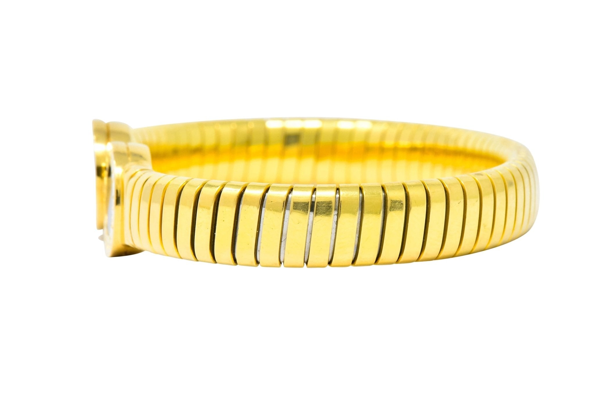 1980 Bulgari Tubogas 18 Karat Gold Black Onyx Bracelet - Wilson's Estate Jewelry