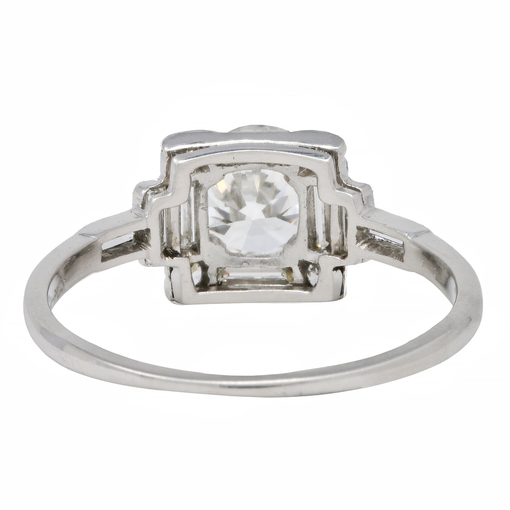 Art Deco 1.77 CTW Diamond Platinum Square Cluster Vintage Engagement Ring