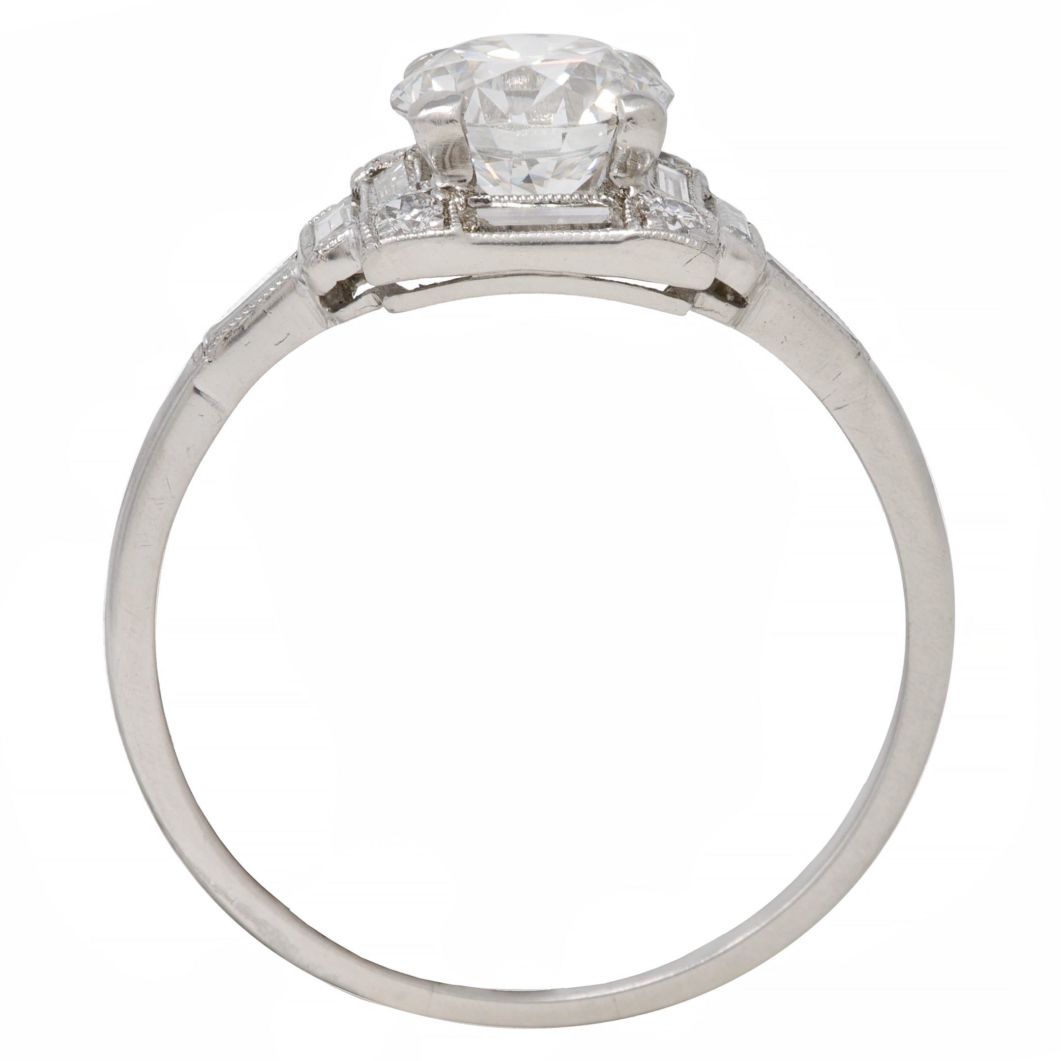 Art Deco 1.77 CTW Diamond Platinum Square Cluster Vintage Engagement Ring