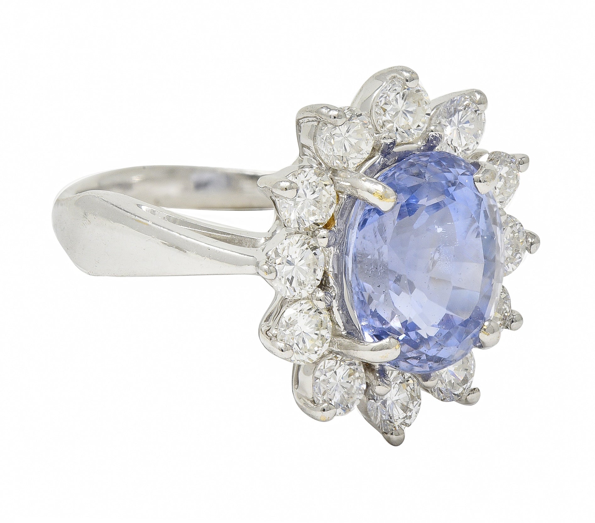 Mid-Century 4.99 CTW No Heat Sapphire Diamond 14 Karat Gold Vintage Ring GIA