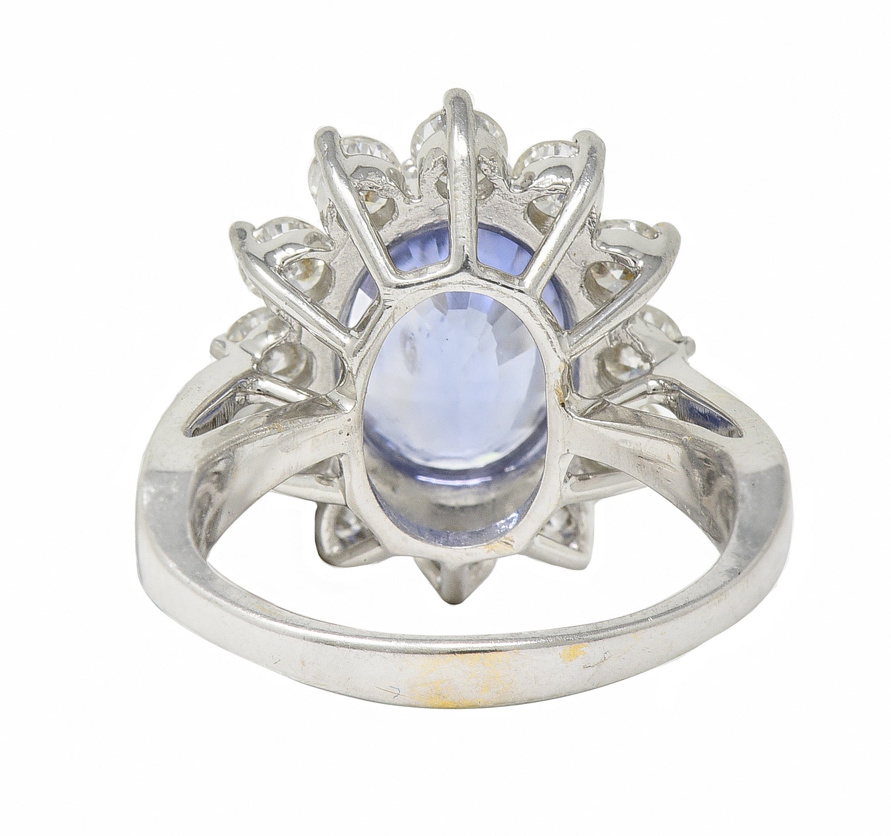 Mid-Century 4.99 CTW No Heat Sapphire Diamond 14 Karat Gold Vintage Ring GIA