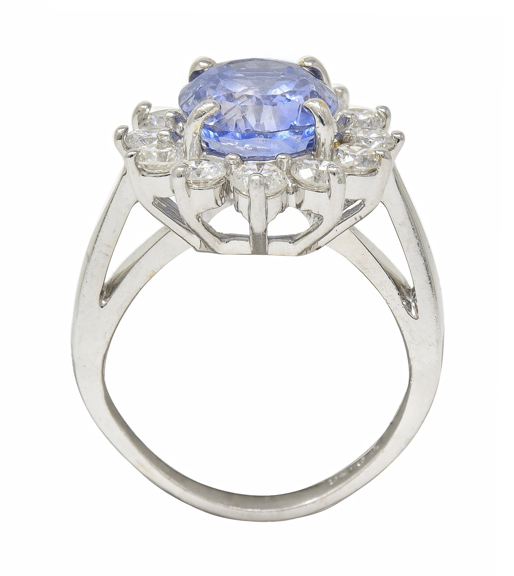 Mid-Century 4.99 CTW No Heat Sapphire Diamond 14 Karat Gold Vintage Ring GIA
