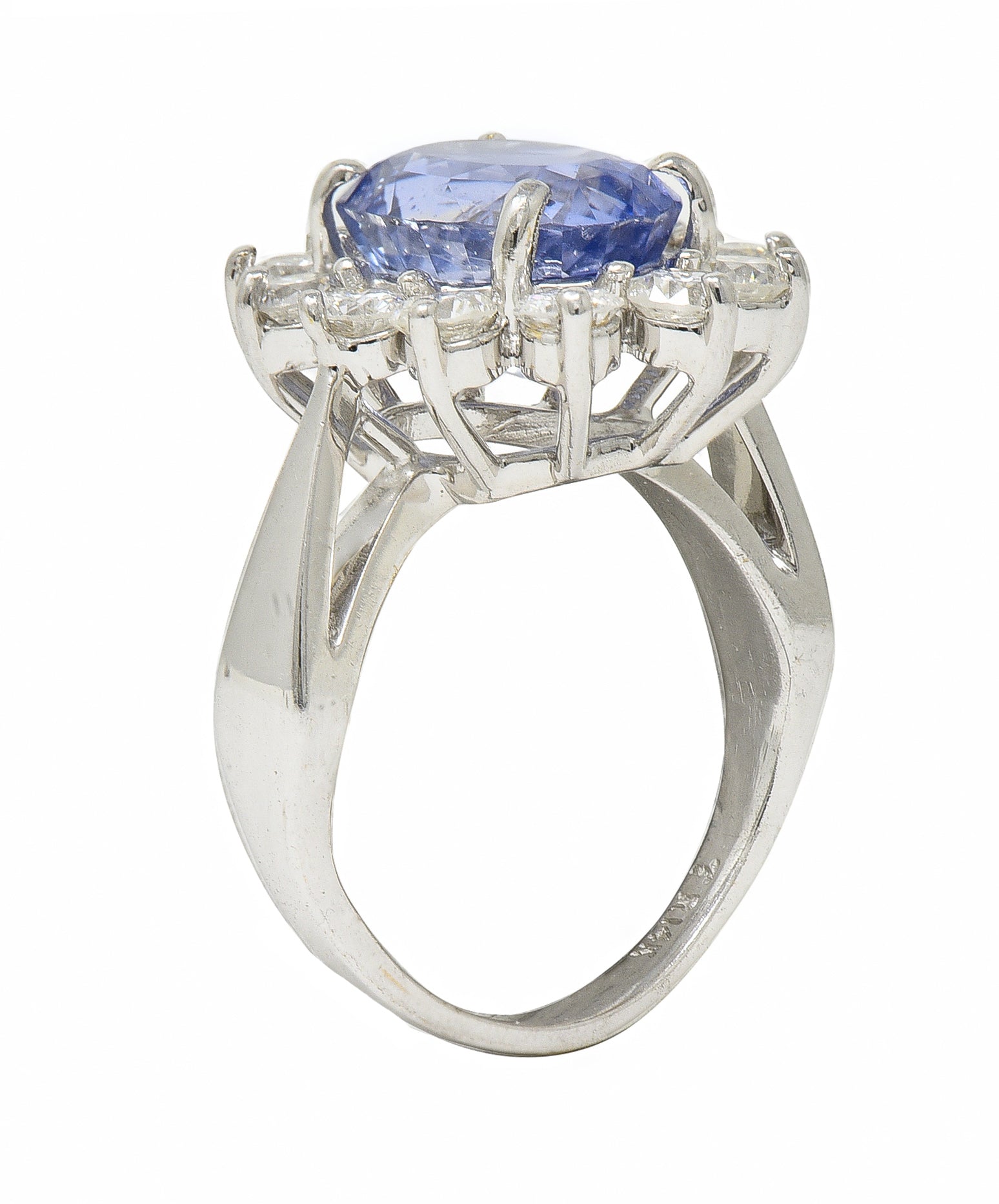 Mid-Century 4.99 CTW No Heat Sapphire Diamond 14 Karat Gold Vintage Ring GIA