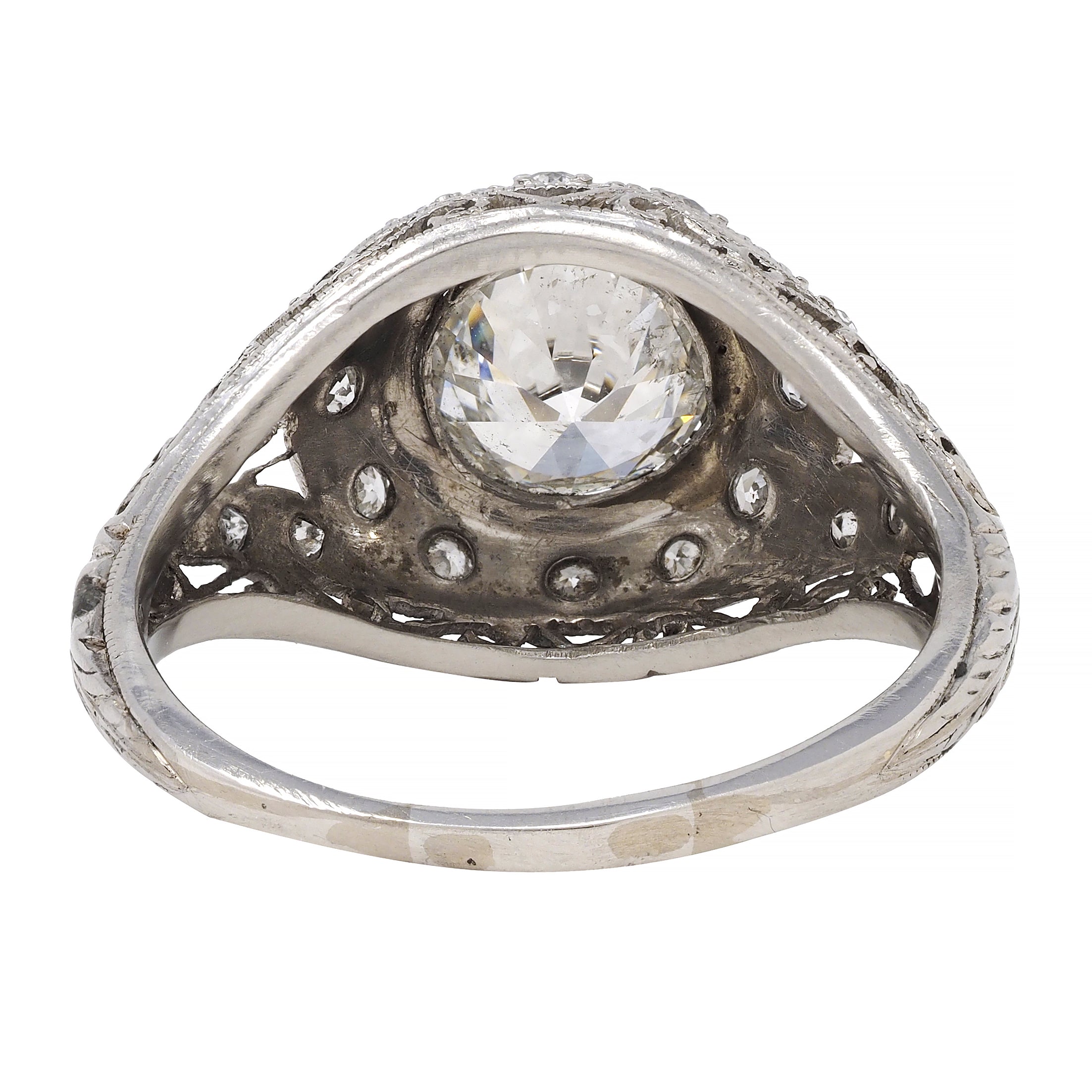 Art Deco 1.30 CTW Diamond Platinum Octagonal Bombay Vintage Engagement Ring