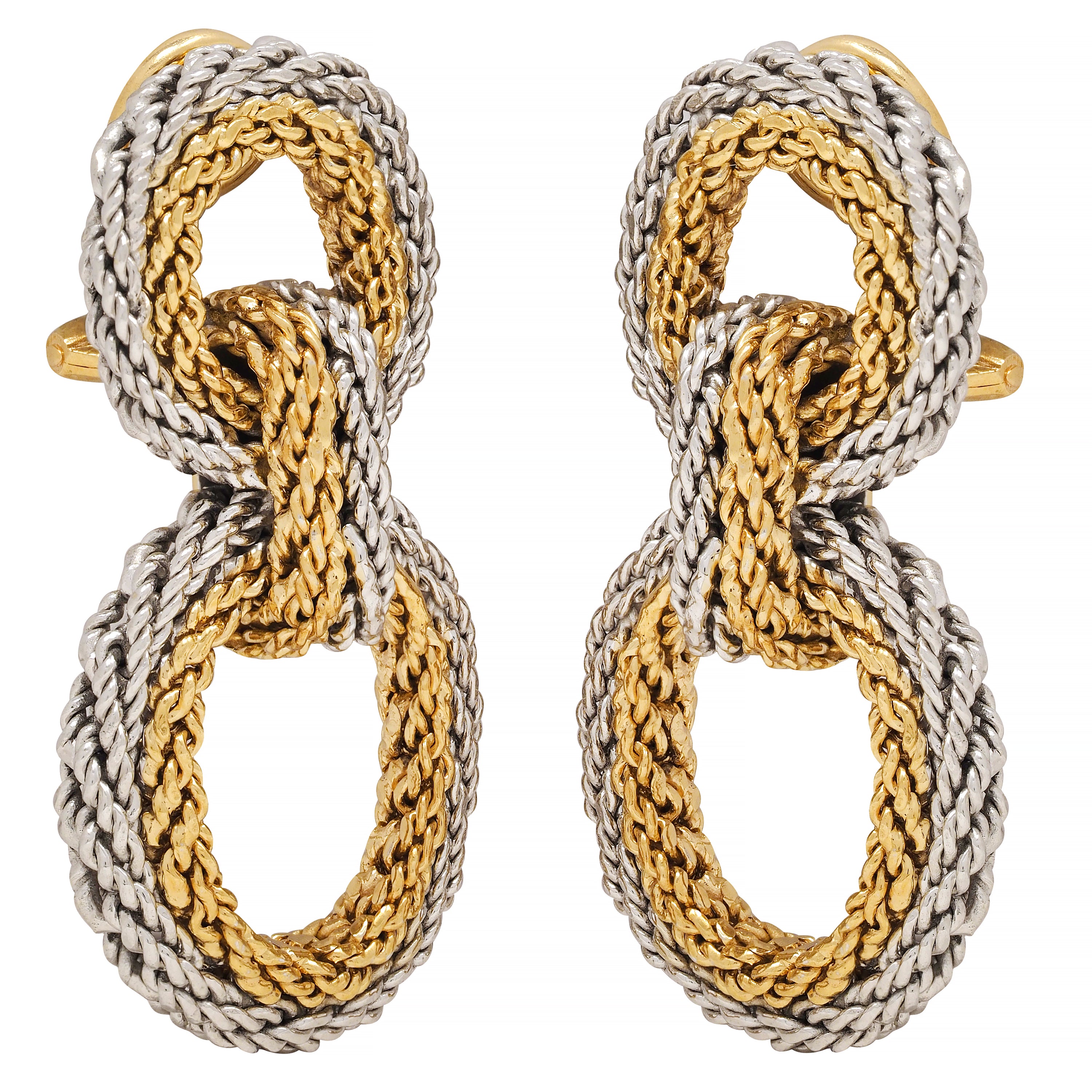 Tiffany & Co. 1960's 18 Karat Two-Tone Gold Twisted Rope Door-Knocker Ear-Clip