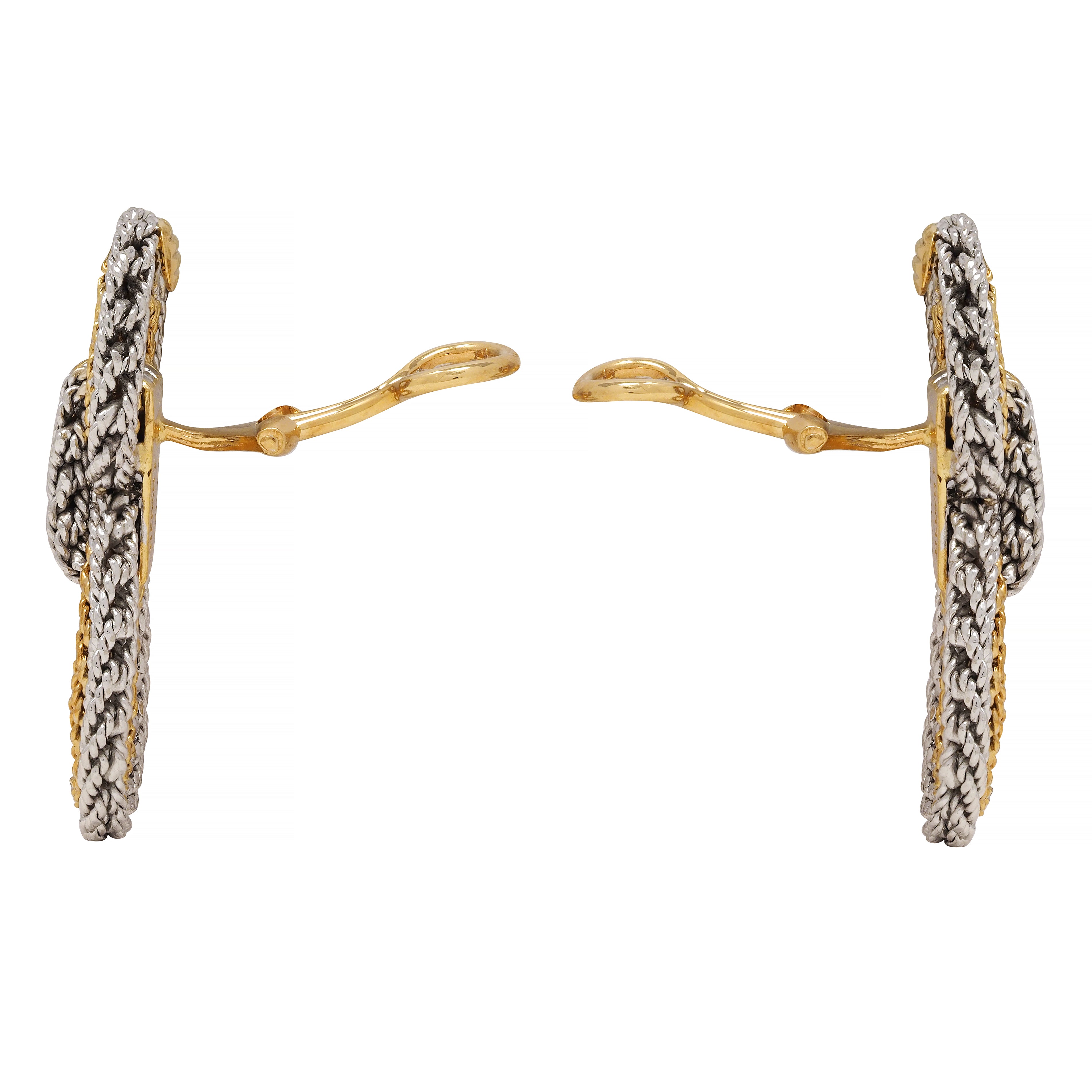 Tiffany & Co. 1960's 18 Karat Two-Tone Gold Twisted Rope Door-Knocker Ear-Clip