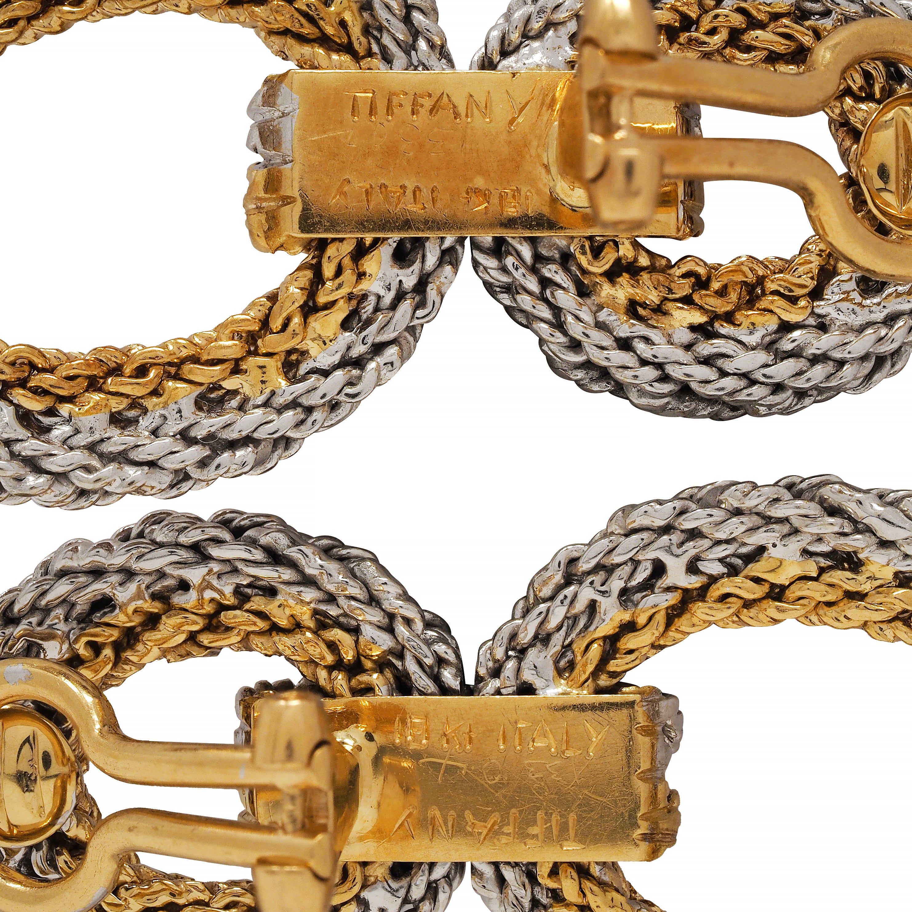 Tiffany & Co. 1960's 18 Karat Two-Tone Gold Twisted Rope Door-Knocker Ear-Clip
