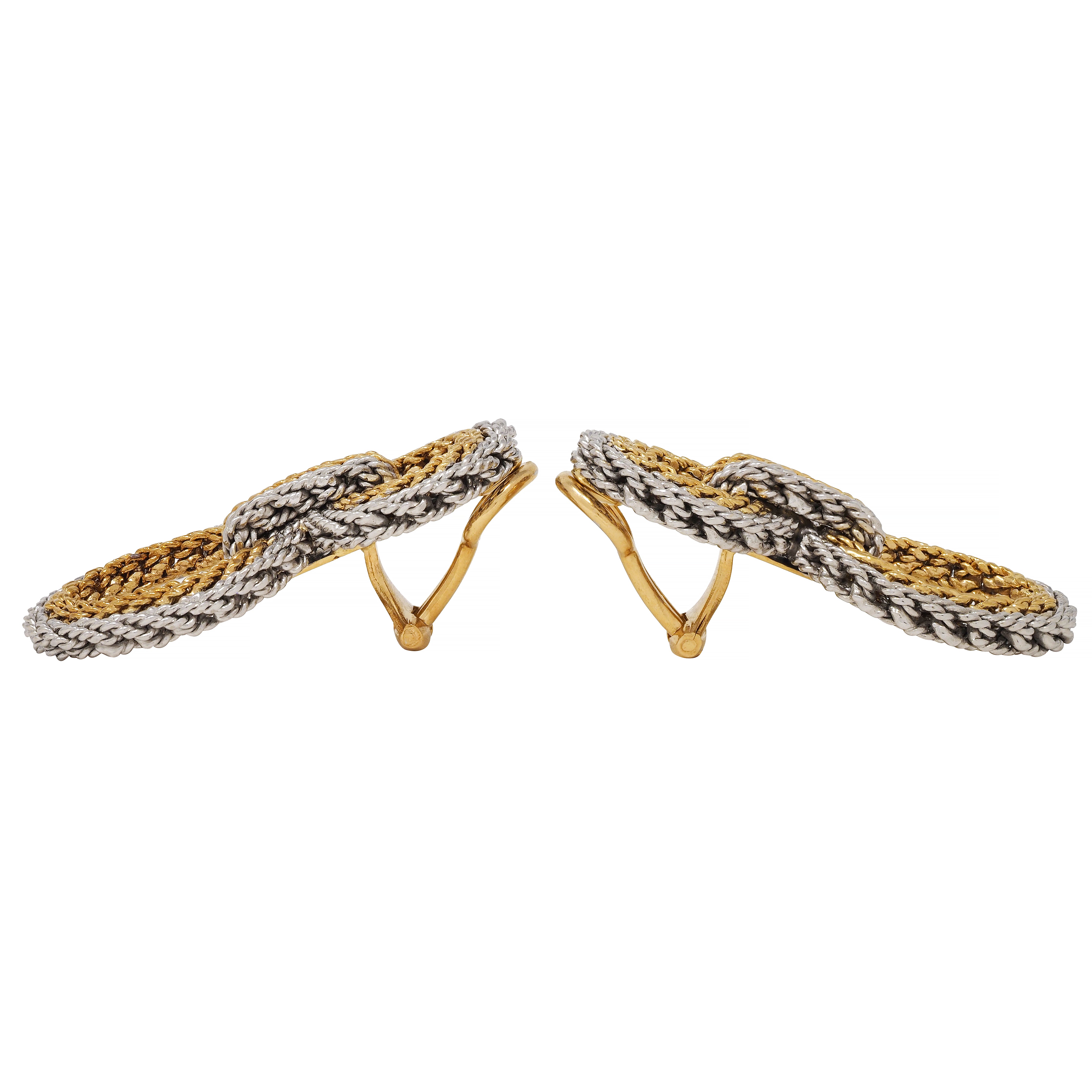 Tiffany & Co. 1960's 18 Karat Two-Tone Gold Twisted Rope Door-Knocker Ear-Clip